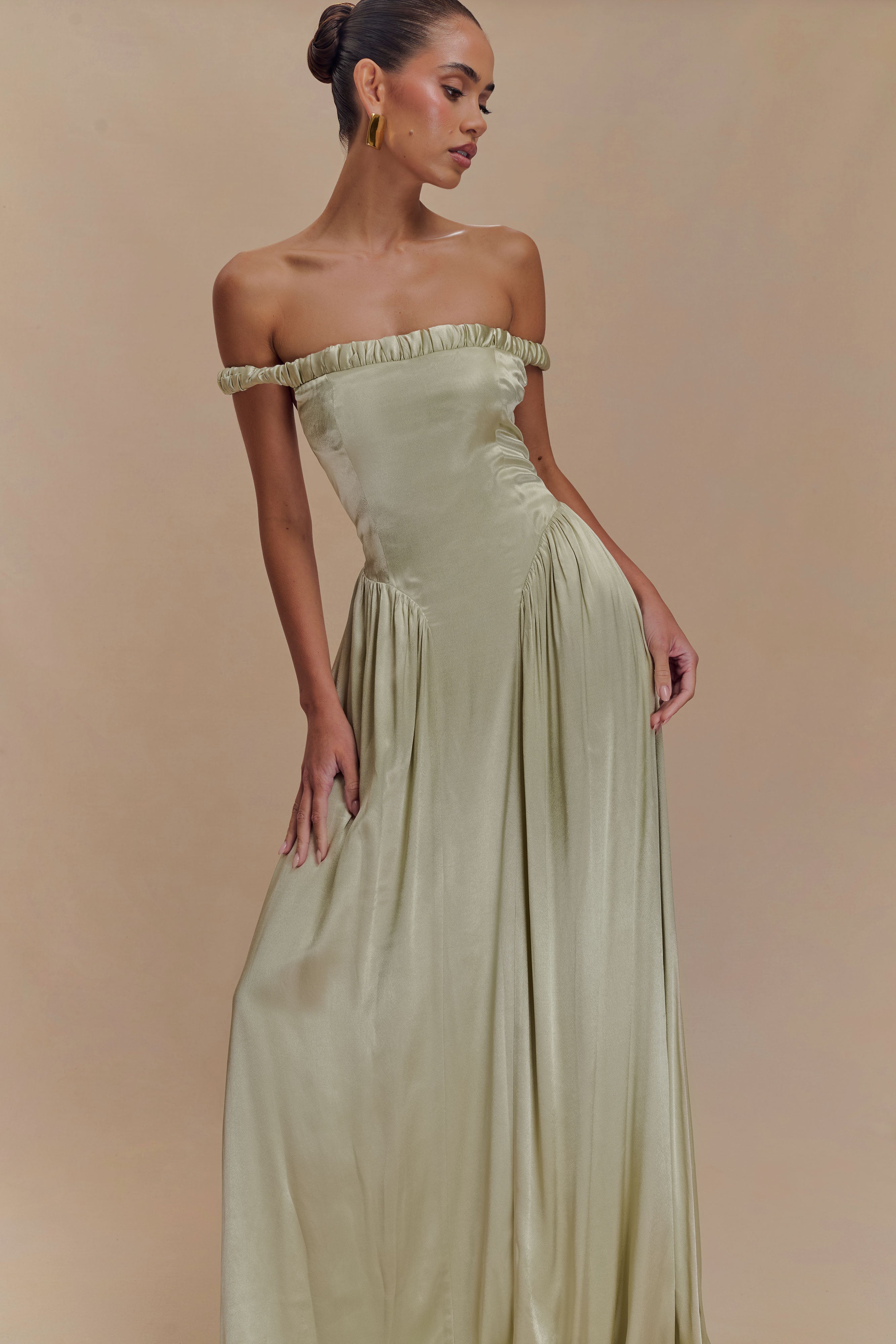 Elegant Coco Dropped Waist Maxi Dress in Sage Green - Perfect for Summer Weddings, Beach Vacations & Boho Chic Outfits
