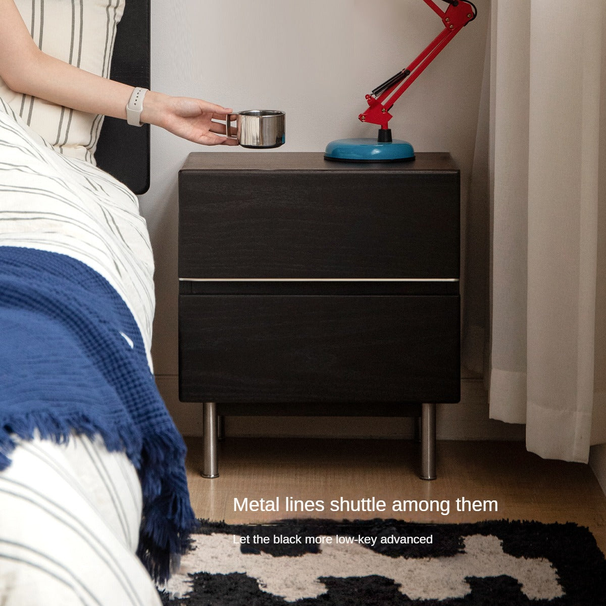 Solid Oak Wood Nightstand - Light Luxury Style Bedside Table for Bedroom, Living Room, or Office