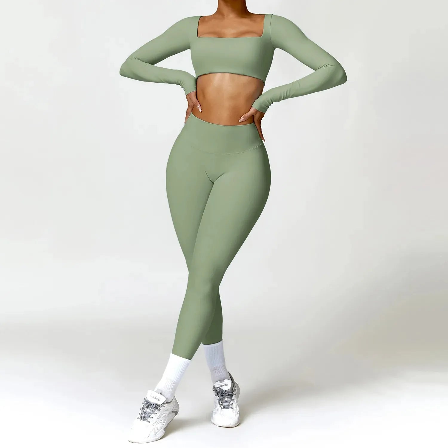 2PCS Women's Quick Dry Yoga Outfit - Long Sleeve Workout Top & Pants Set for Gym, Running, Pilates | Moisture Wicking Activewear for Yoga, Fitness & Casual Wear