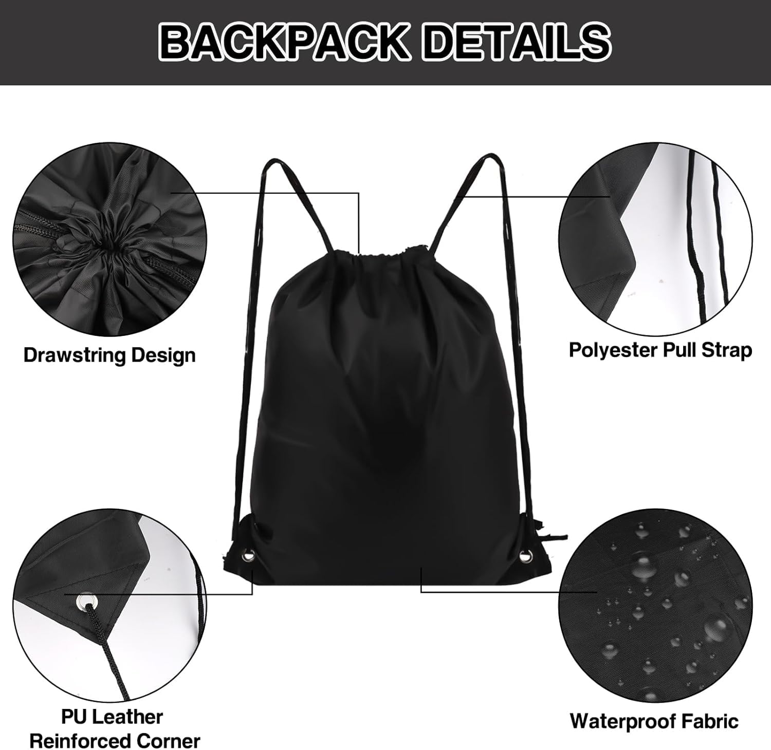 Premium Drawstring Backpack - 6 Pack Lightweight Sports Gym Bags for Travel, Swimming, Beach & Outdoor Activities | Breathable Mesh Shoulder Bags for Workout, Running, Yoga & School Essentials