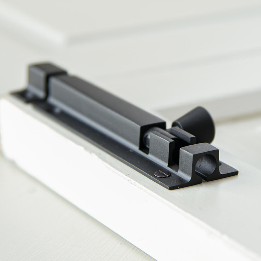 Zero Black Square Section Barrel Bolt - Heavy Duty Latch for Doors, Gates & Cabinets | Secure Locking Mechanism for Home & Commercial Use