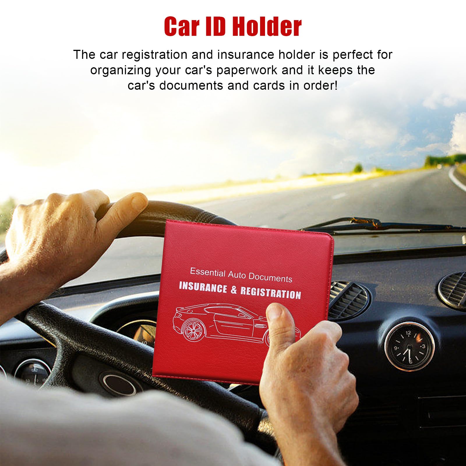 2 PCS Car Registration and Insurance Document Holders - Universal Glove Box Organizer with Secure Closure for ID Cards, Driver License & Vehicle Papers - Perfect for Car Interior Organization (Red, Large Size) - Ideal for Road Trips, Daily Commute & Vehicle Maintenance
