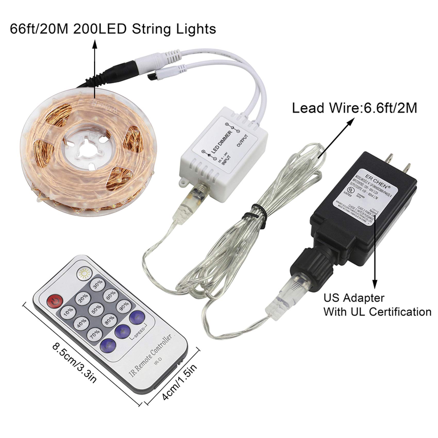 200 LED Fairy Lights Plug in - 66ft Waterproof Copper Wire String Lights for Indoor & Outdoor Use - Perfect for Bedroom, Patio, Garden, Christmas Tree Decor (Cool White) | Create Magical Ambiance for Parties, Weddings & Holidays
