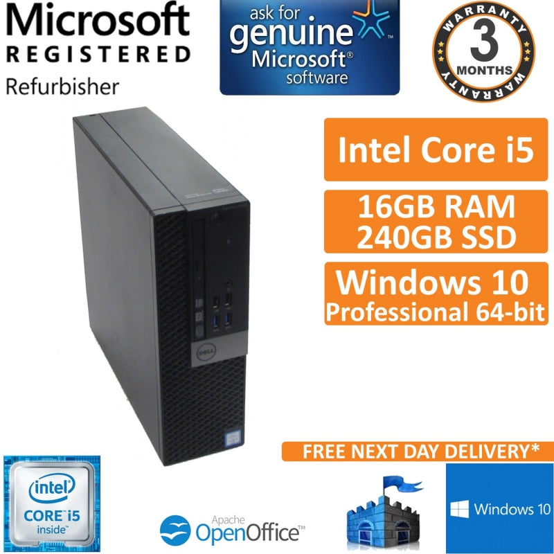 Dell OptiPlex 3040 SFF Desktop Computer - Intel Core i5-6500 6th Gen Quad-Core 3.2GHz, 8GB RAM, 512GB SSD, Intel HD 530 Graphics, WiFi, Keyboard & Mouse - Windows 10 Pro 64-bit Small Form Factor PC - Perfect for Home Office, Business & Productivity Tasks - 1 Year Warranty