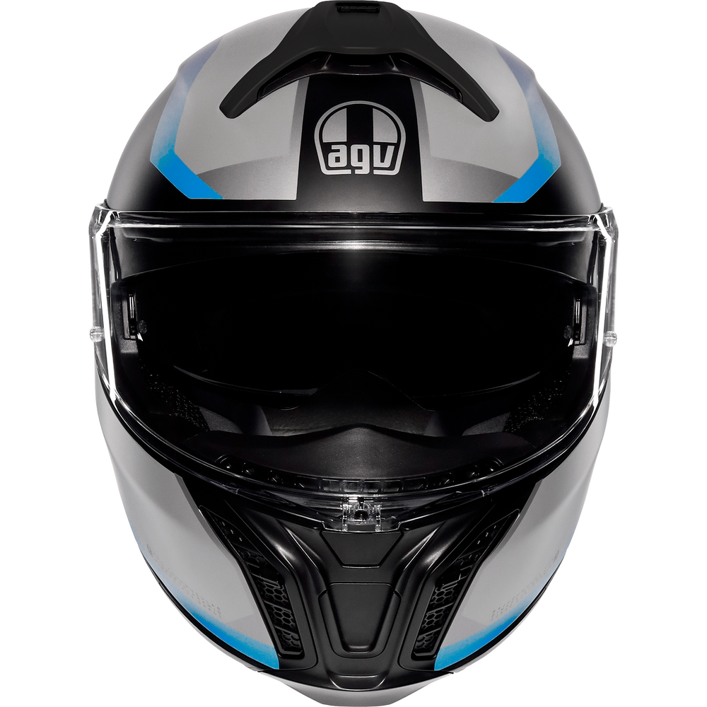 AGV Tourmodular Stray Motorcycle Helmet - Matt Black / Grey / Blue - DOT & ECE Certified for Street Riding & Commuting