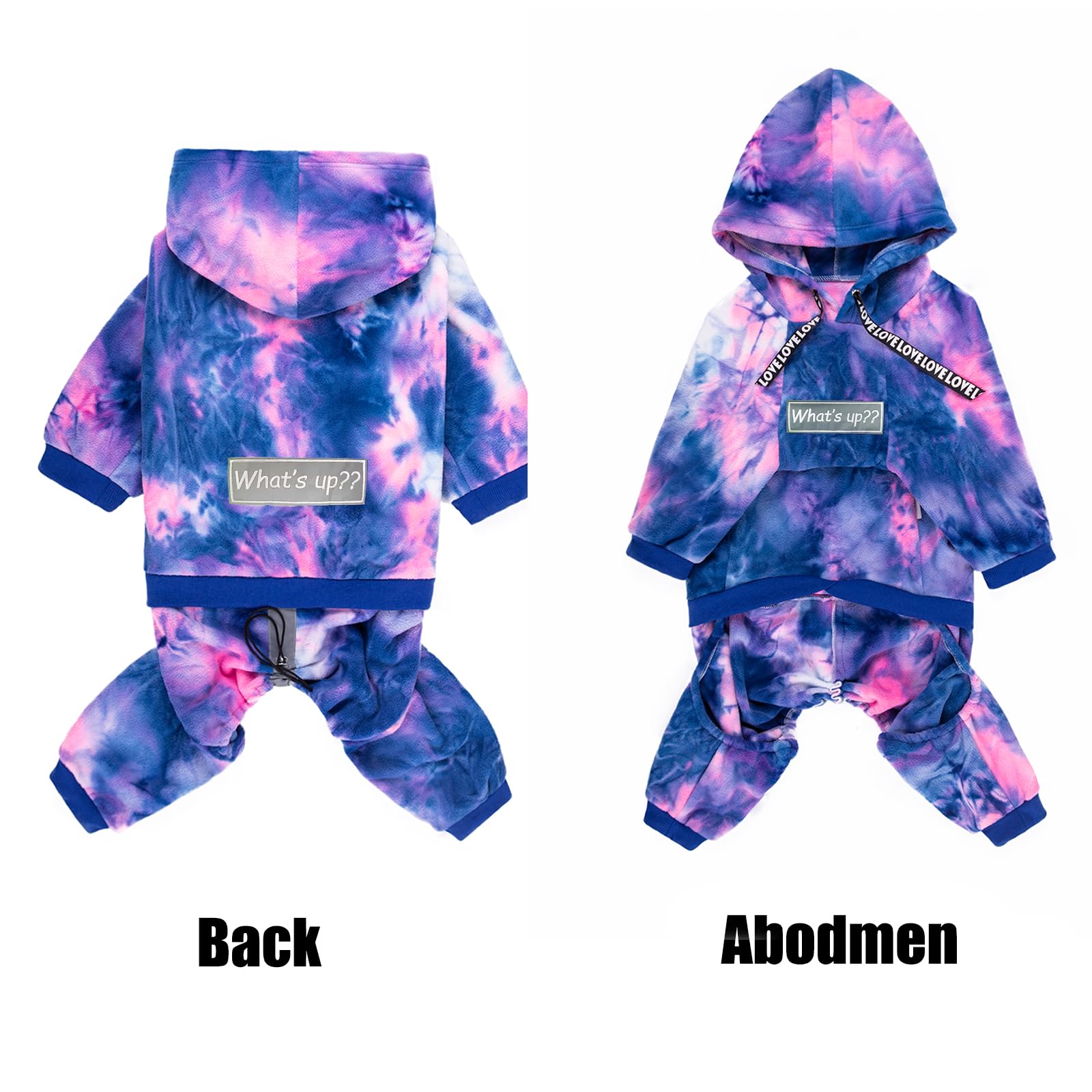 Winter Dog Hoodies for Large & Medium Dogs - Fleece Pullover Hooded Coat with 4 Legs for Cold Weather - Warm Dog Sweatshirt (Bandhnu Pink, 4X-Large) - Perfect for Outdoor Walks & Winter Adventures