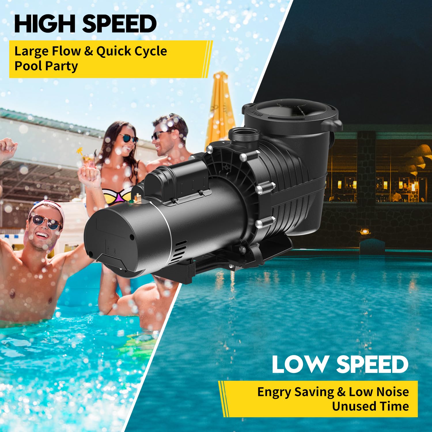 1.5HP Dual Speed Pool Pump 230V | 4680GPH Flow Rate | 43FT Head Lift | 1