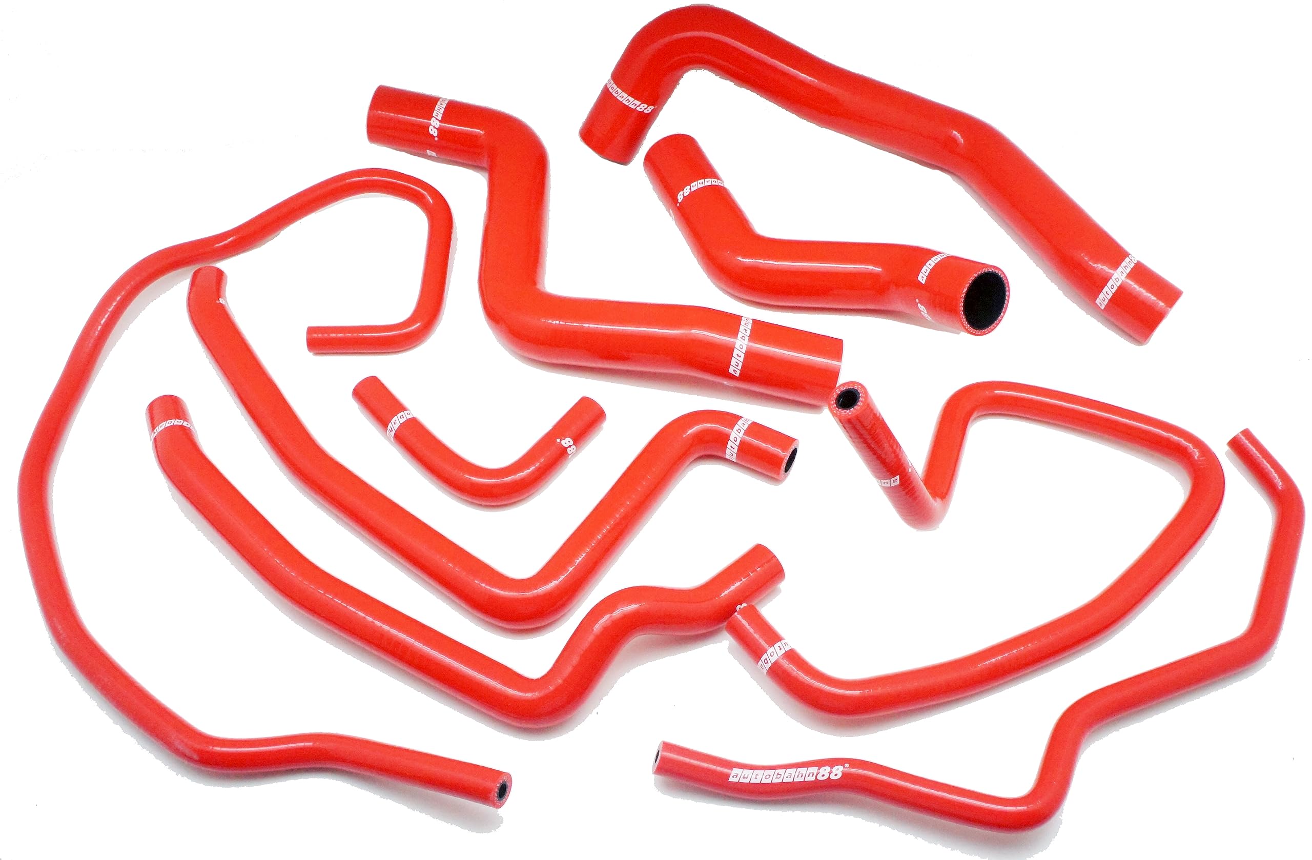 Autobahn88 High-Performance Silicone Radiator Coolant & Heater Hose Kit for 2003-2012 Mazda RX8 SE3P 13B MSP - Red with Clamp Set - Upgrade Cooling System for Racing & Daily Driving