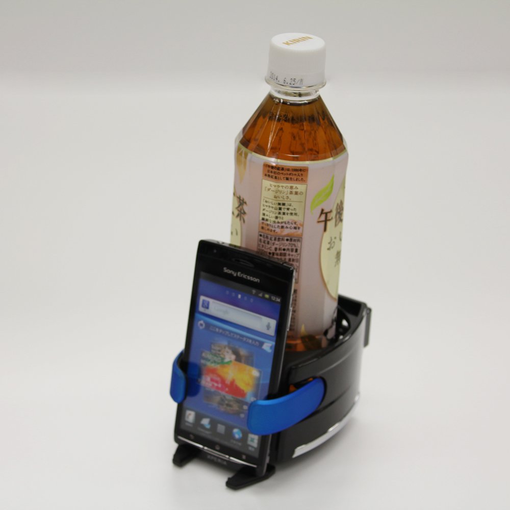 MIRAREED JDM Car Cup Holder Phone Mount - Universal Smartphone Holder for iPhone, Samsung, Android - Black/Blue (Model SP-206) - Perfect for Road Trips, Commuting & Hands-Free Driving