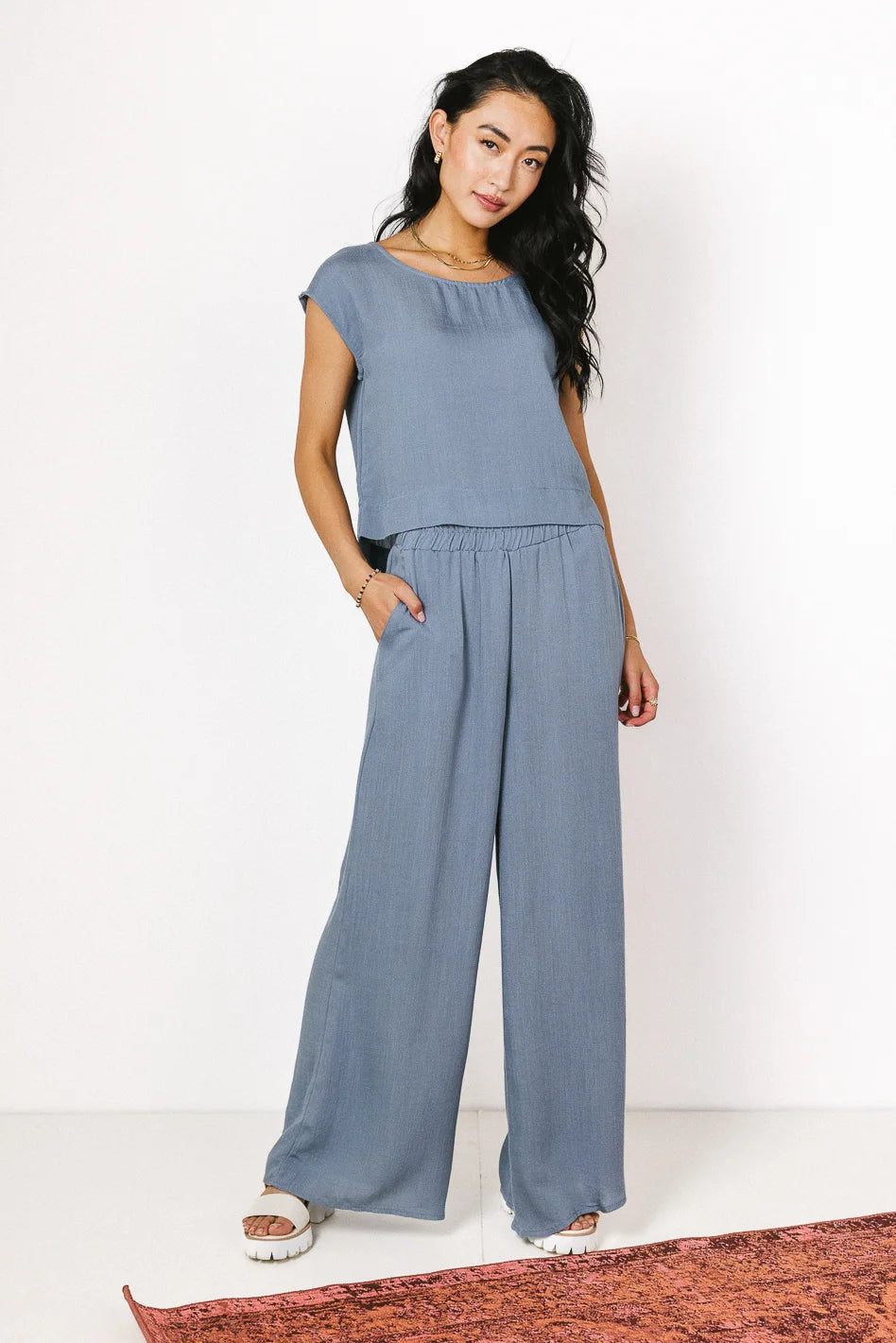 Women's Maren Top in Slate - Elegant Casual Blouse for Everyday Wear | Perfect for Office, Date Night & Weekend Outfits | FINAL SALE
