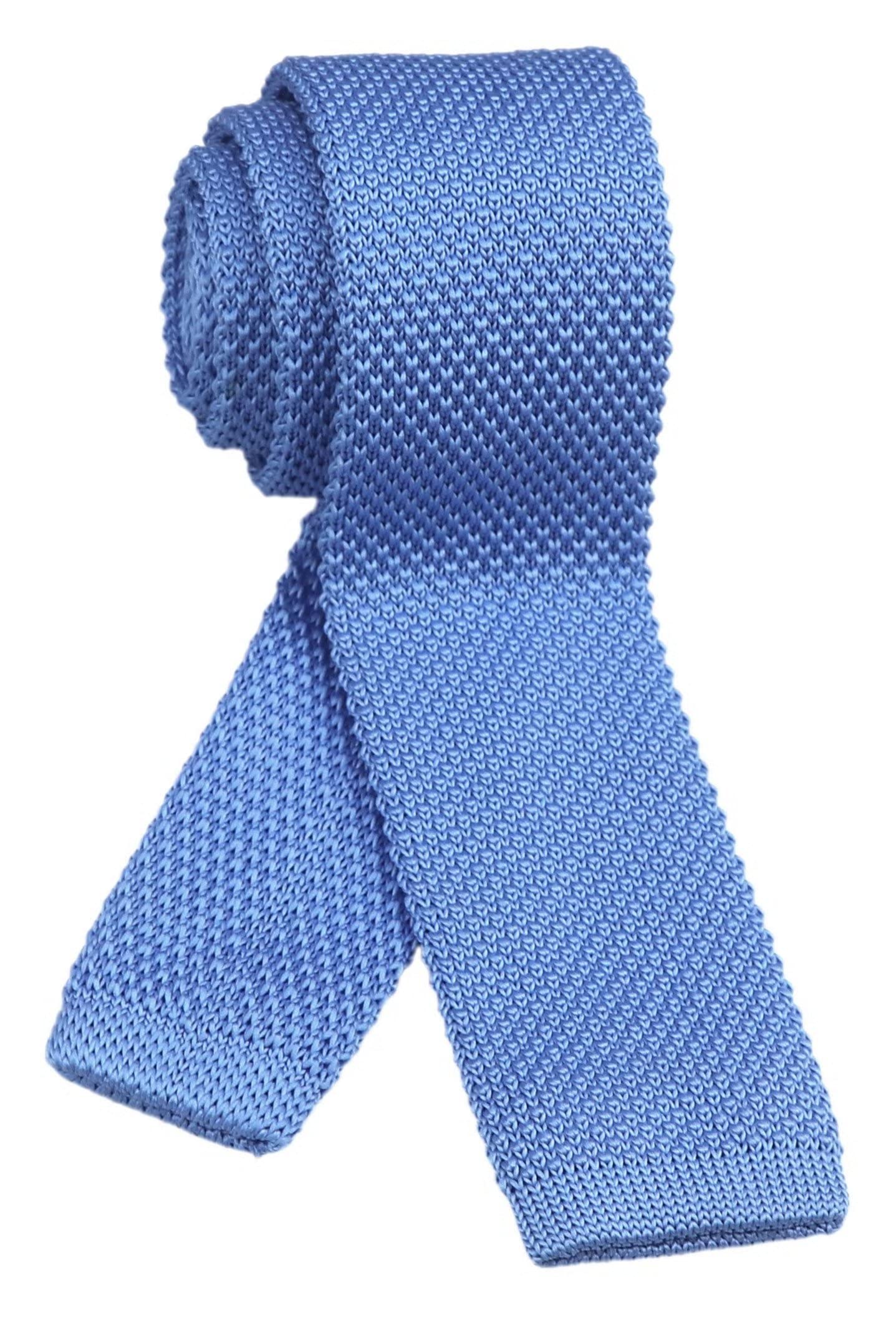 Vizakiss Men's Solid Color Skinny Knit Tie - Slim Formal Cotton Necktie with Flat Bottom for Business, Office, Wedding & Special Occasions