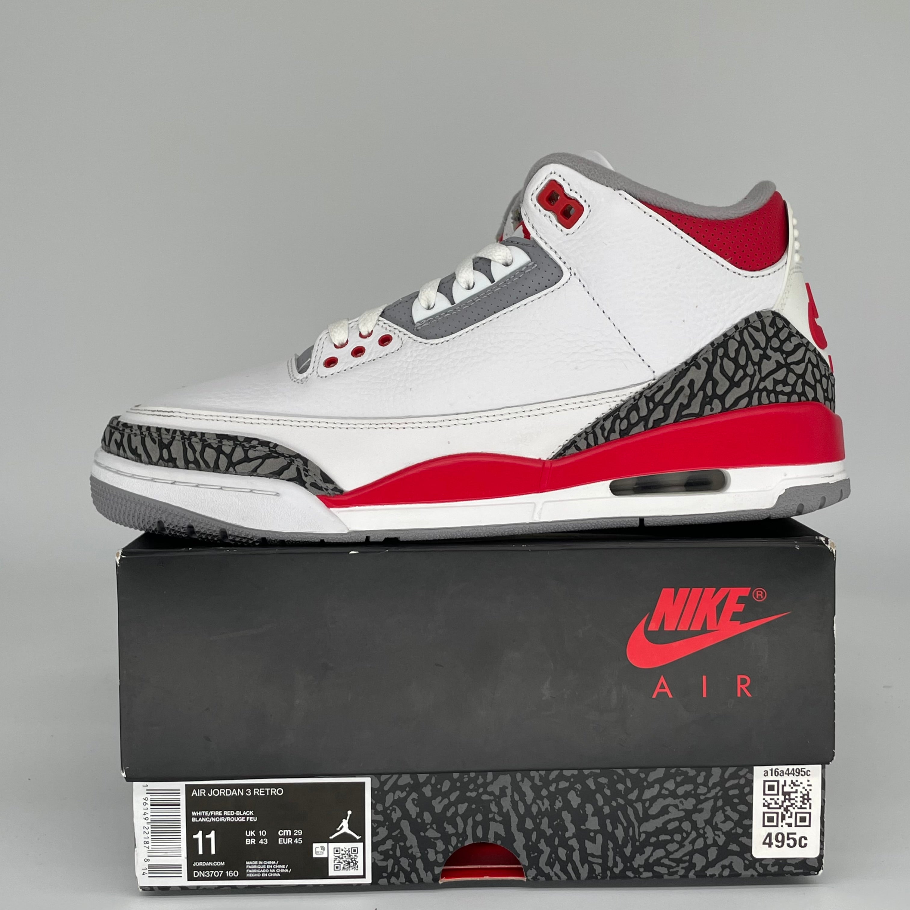 Air Jordan 3 Retro 'Fire Red' Men's Basketball Shoes Size 11 DN3707-160 - Perfect for Streetwear, Sneaker Collection & Casual Wear