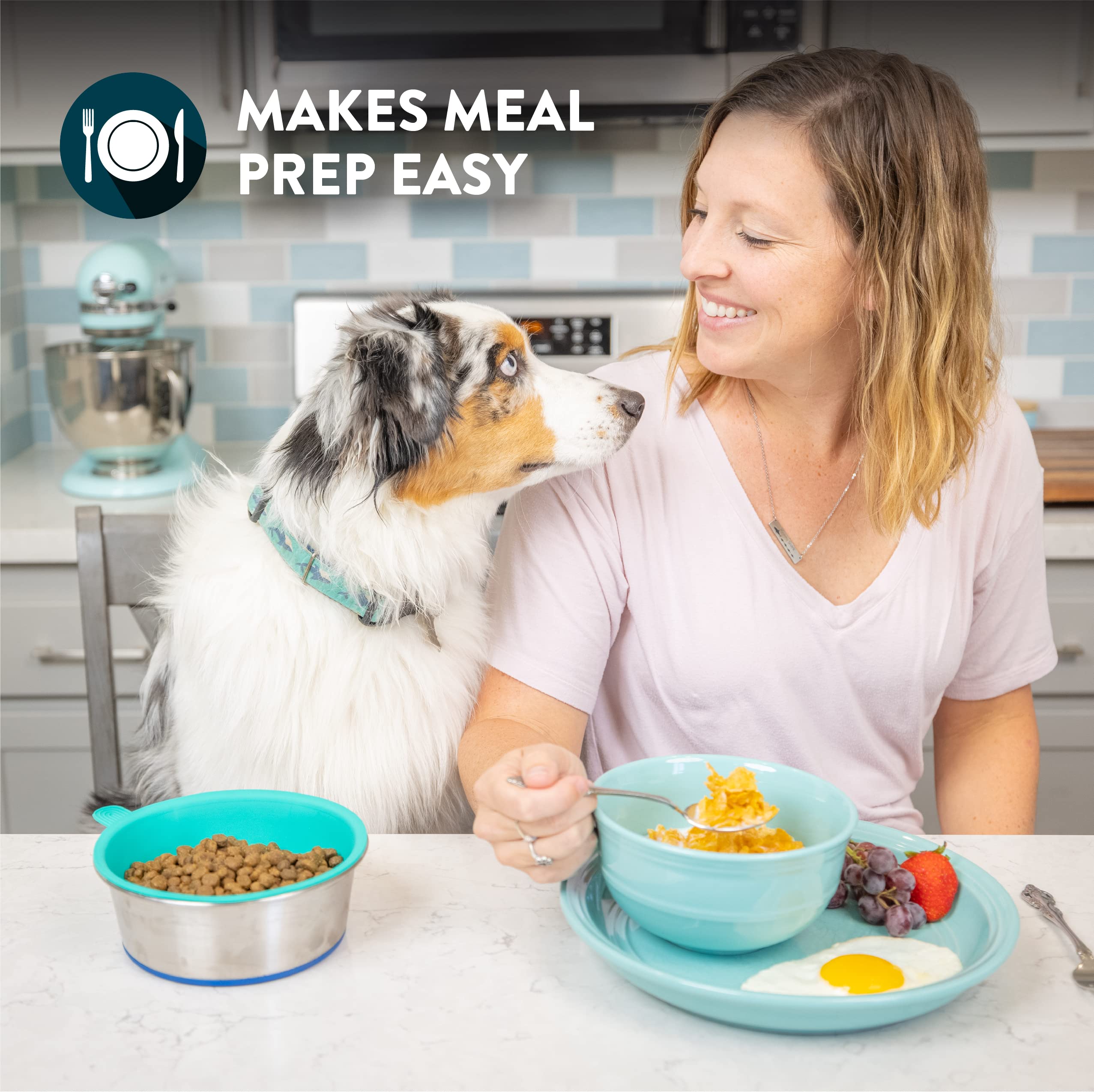Non-Slip Stainless Steel Dog Bowl for Large Dogs - 7 Cup Capacity Pet Food & Water Dish with 3 TPE Inserts - Durable Anti-Slip Dog Feeder Perfect for Home, Kitchen & Outdoor Use