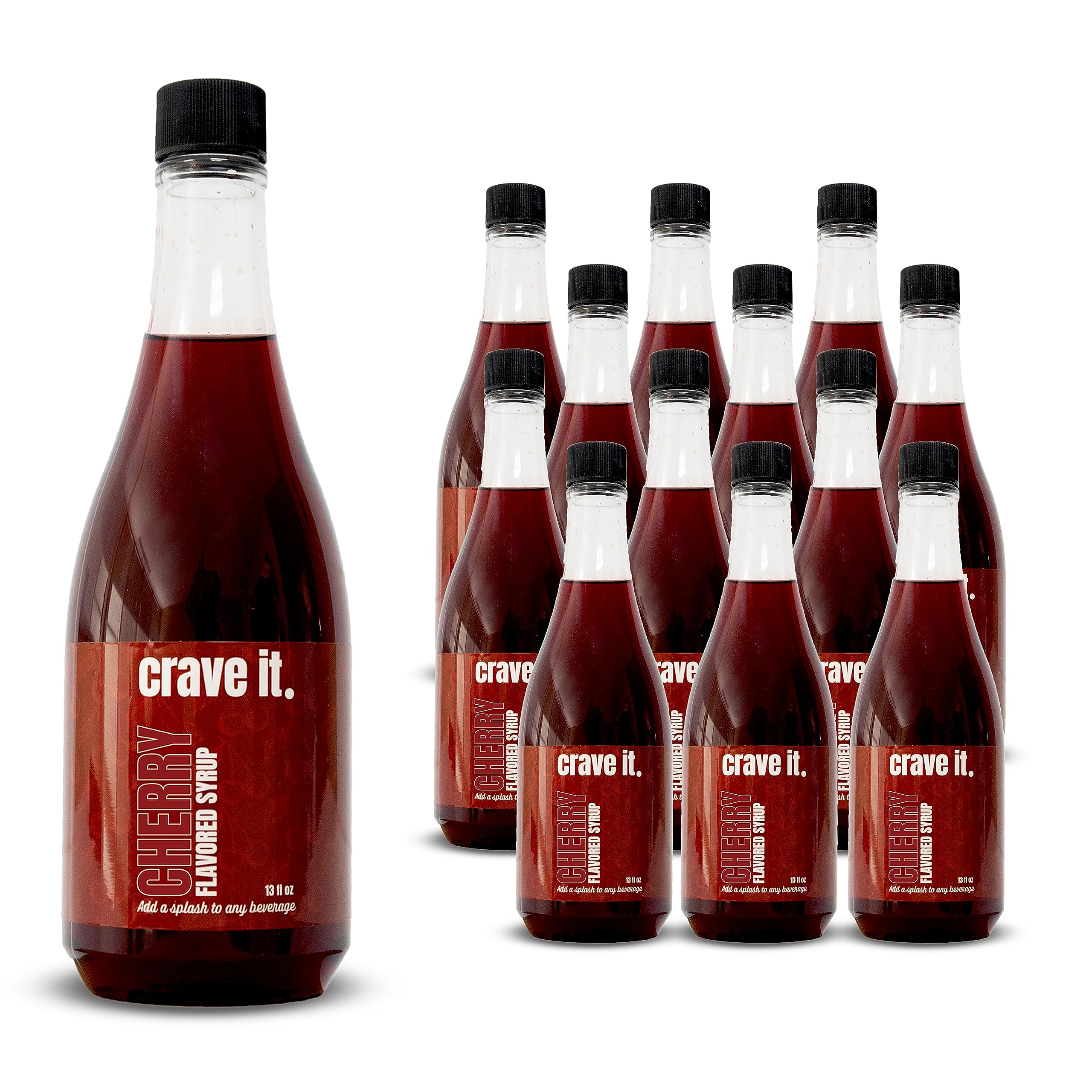 Crave It! Rich Cherry Flavoring Syrup 13 FL OZ (12 Pack) - Perfect for Soda, Coffee, Latte, Italian Soda & Lemonade | Create Cherry Coke at Home | Great for Cocktails, Desserts & DIY Drinks