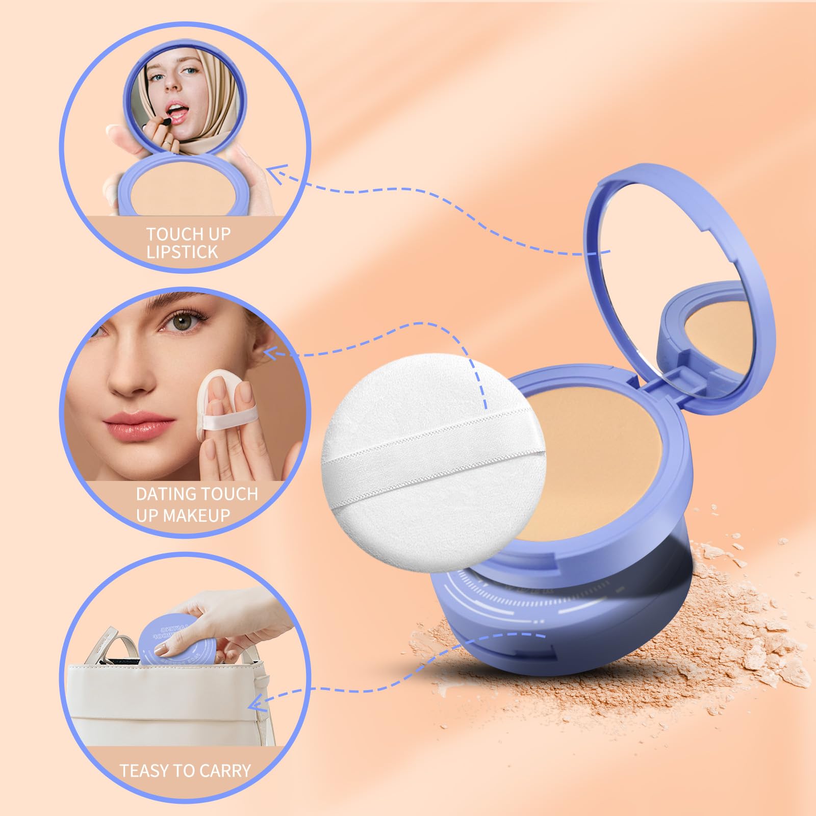 Oil Control Face Powder - Matte Smooth Setting Powder for Oily Skin, Waterproof & Long-Lasting Makeup Finishing Powder, Compact Perfect Matte Makeup Powder (Tan Dark) - Ideal for Daily Wear, Photo Shoots & Hot Weather