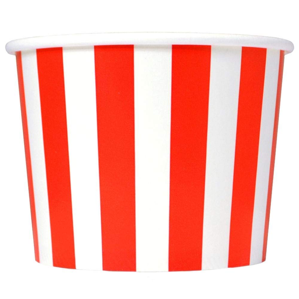 UNIQ 1000-Count 12 oz Disposable Paper Cups - Red Striped Design | Bulk Pack for Ice Cream, Yogurt, Gelato, Desserts | Hot & Cold Food Safe | Perfect for Parties, Cafes, Catering & Frozen Treat Businesses