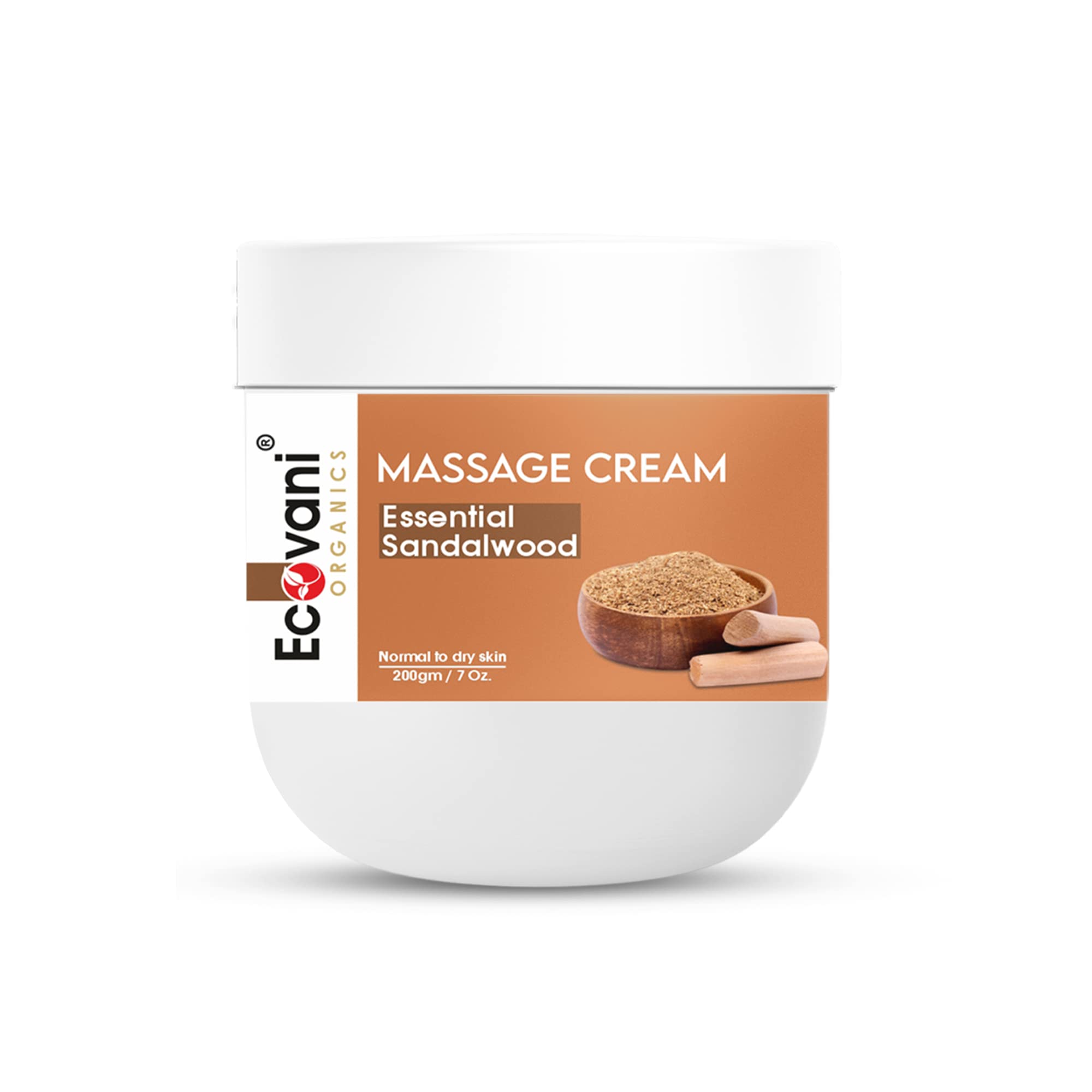 Premium Sandalwood Massage Cream with Sesame Oil, Aloe Vera & Shea Butter - 200g for Healthy, Nourished & Brighter Skin - Ideal for Relaxing Massage, Spa Treatments & Daily Skincare Routine