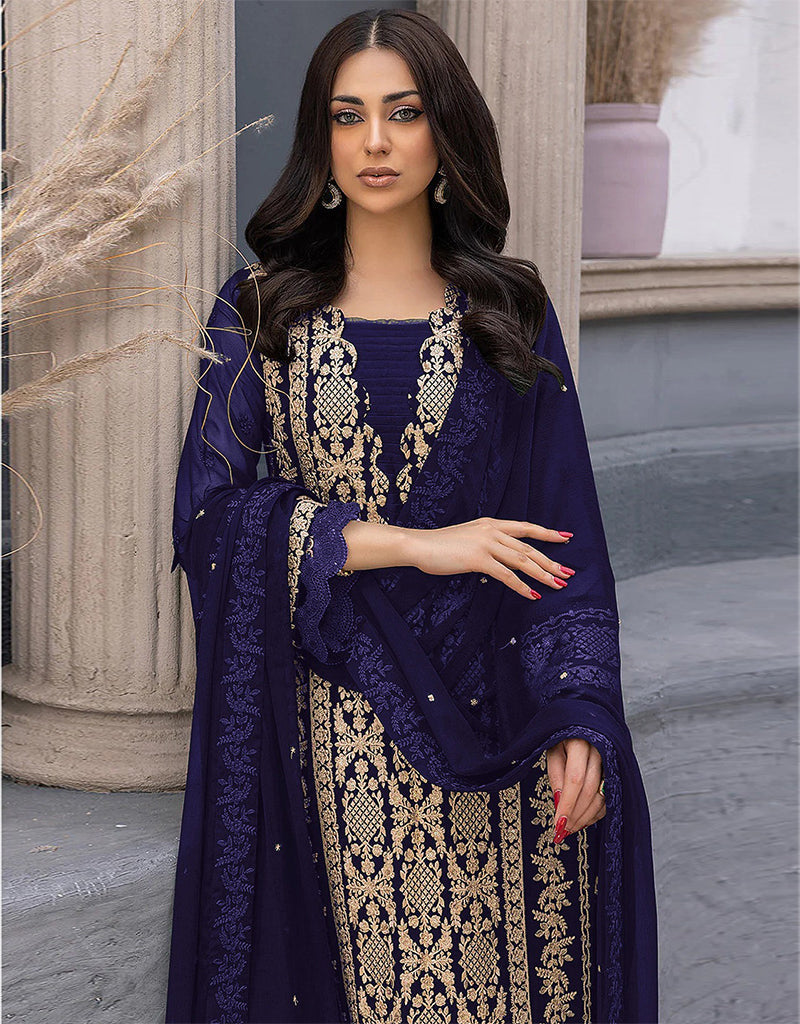 Blue Faux Georgette Straight Leg Pants for Women - Elegant Office Wear & Casual Outfits
