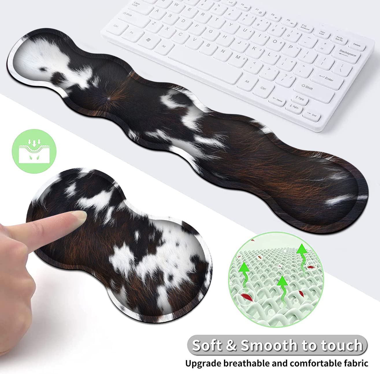 XXL Gaming Mouse Pad with Memory Foam Wrist Rest - 31.5x11.8 Inch Large Desk Mat, Ergonomic Cowhide Surface & Stitched Edges - Perfect for PC Gaming, Office Work & Home Computer Setup