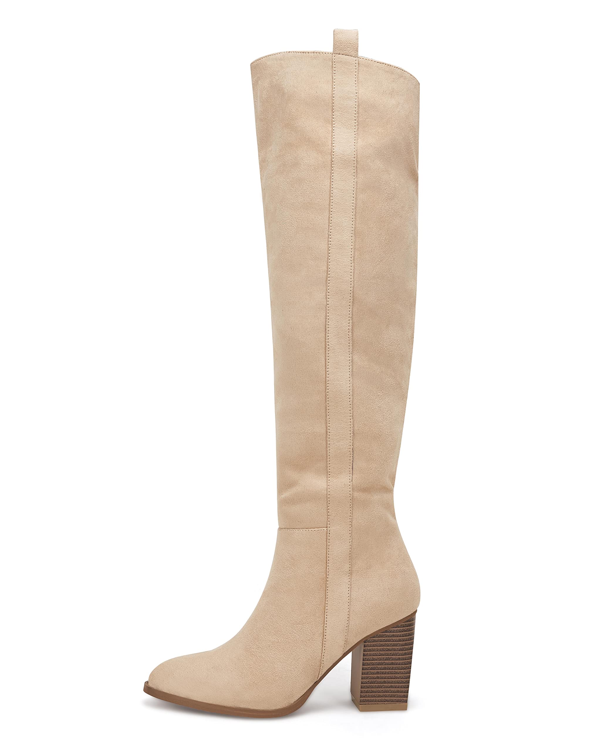 Ermonn Women's Faux Suede Knee High Boots with Side Zipper - Chunky Heel Winter Boots for Women | Stretchable & Comfortable | Perfect for Cold Weather, Snow, and Casual Outfits