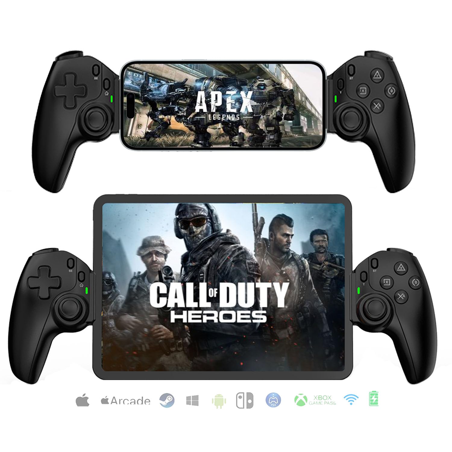 Wireless Mobile Gaming Controller for iPhone 15/14, iPad, Android, PC, Nintendo Switch, PS3, PS4 - Hall Effect Triggers, 6-Axis Gyro, Turbo Function - Compatible with Cloud Gaming & Streaming on PS5/Xbox/PC - Perfect for Mobile Gaming, eSports & Live Streaming