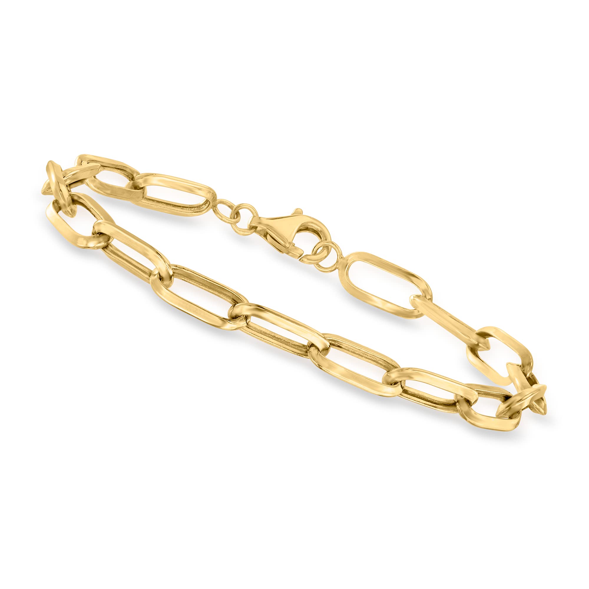 10kt Yellow Gold Paper Clip Link Bracelet for Women - Elegant & Dainty Canaria Jewelry - Perfect for Everyday Wear, Office & Special Occasions