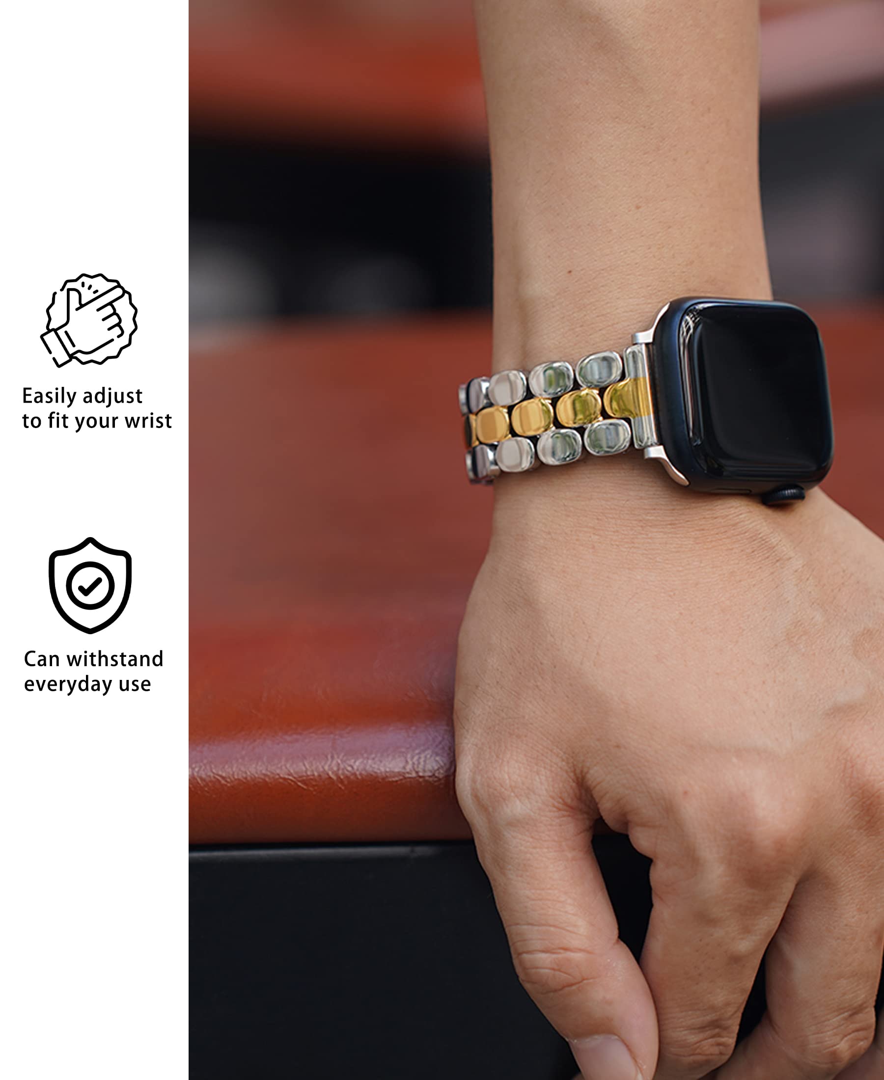 Stylish & Comfortable Apple Watch Bands for Women - Compatible with 38mm/40mm/41mm/42mm/44mm/45mm/46mm/49mm & All Series (1-10, SE) - Fashionable Gold/Silver/Rose Gold Replacement Straps - Perfect for Workouts, Office Wear & Everyday Use