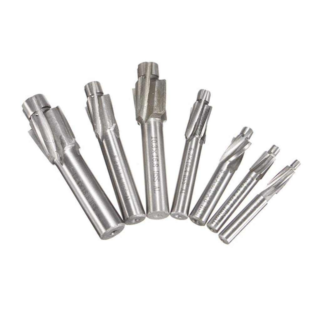 7-Piece M3-M12 HSS Countersink Drill Bit Set - High Speed Steel Countersink Cutter for Metal, Wood & Plastic - Perfect for DIY, Woodworking & Metalworking Projects