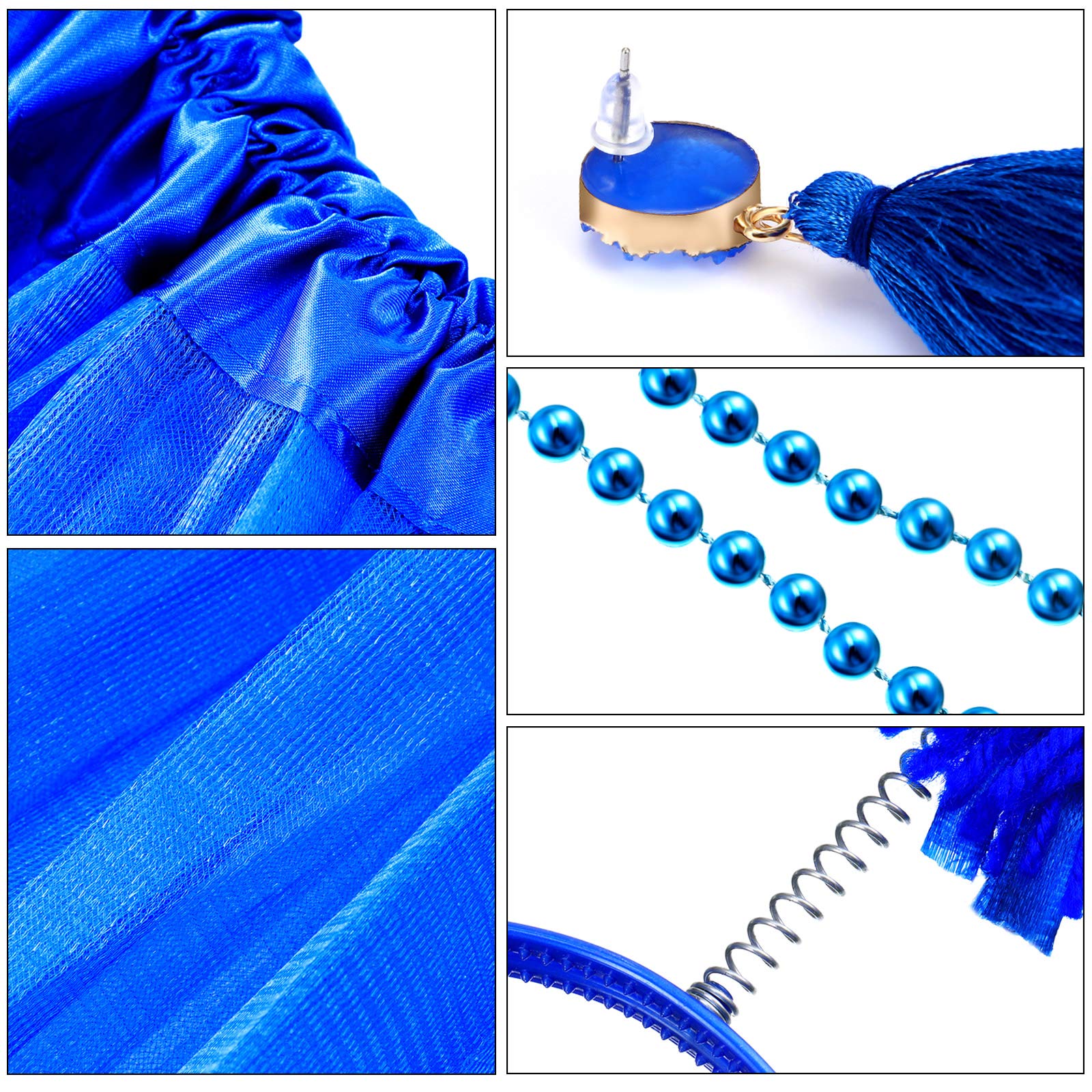 Women's Party Costume Accessories Set - Fluffy Tutu Skirt, Glitter Headband, Tassel Earrings & Beaded Necklace for Halloween, Cosplay, Birthday Celebrations & Dance Performances