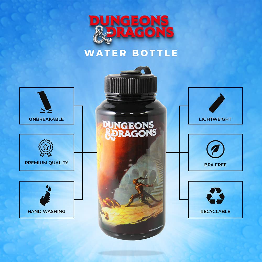 JUST FUNKY 32oz Dungeons and Dragons Water Bottle | Large DND Insulated Water Bottle for Gamers, Outdoor Adventures & Daily Hydration