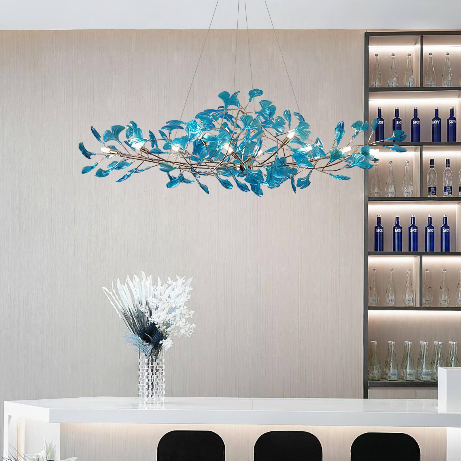 Elegant Acrylic Ginkgo Leaf Chandelier - Modern Gold Leaf Ceiling Light Fixture for Dining Room, Bedroom & Living Room Decor