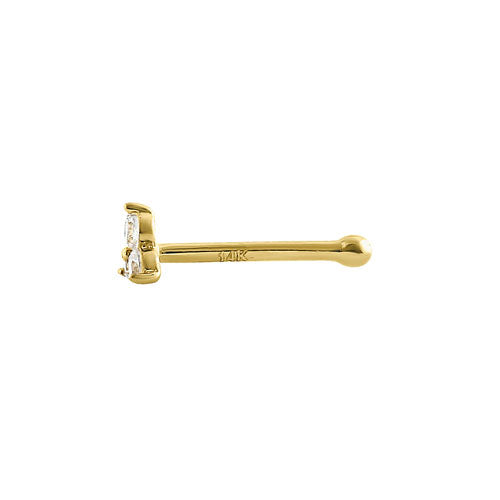 14K Solid Yellow Gold Triangle CZ Nose Stud - Hypoallergenic Nose Ring for Sensitive Skin | Perfect for Everyday Wear, Parties & Special Occasions