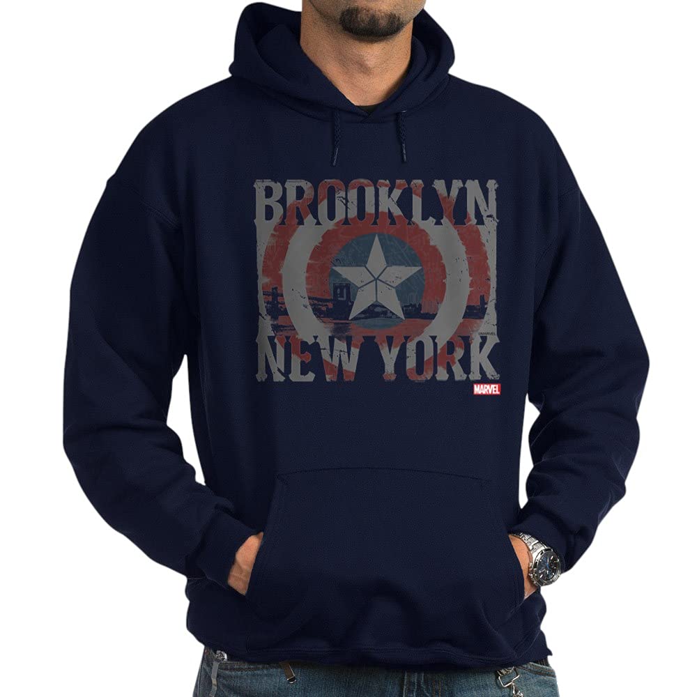 Captain America Brooklyn Distressed Sweatshirt - Marvel Avengers Graphic Pullover for Men & Women - Casual Superhero Fan Apparel for Gifts, Cosplay & Everyday Wear
