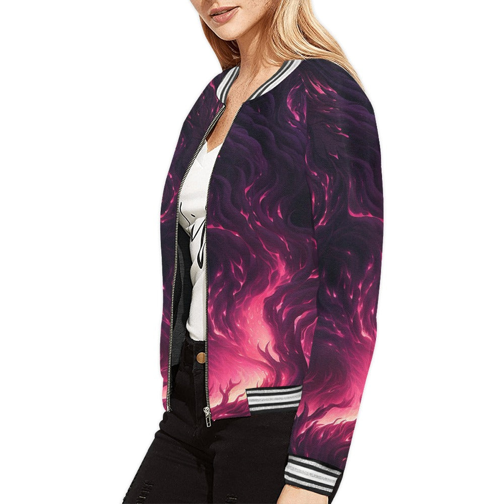 Stylish Midnight Pink Stripes Jacket for Women - Trendy Fashion Outerwear for Night Out, Party & Street Style