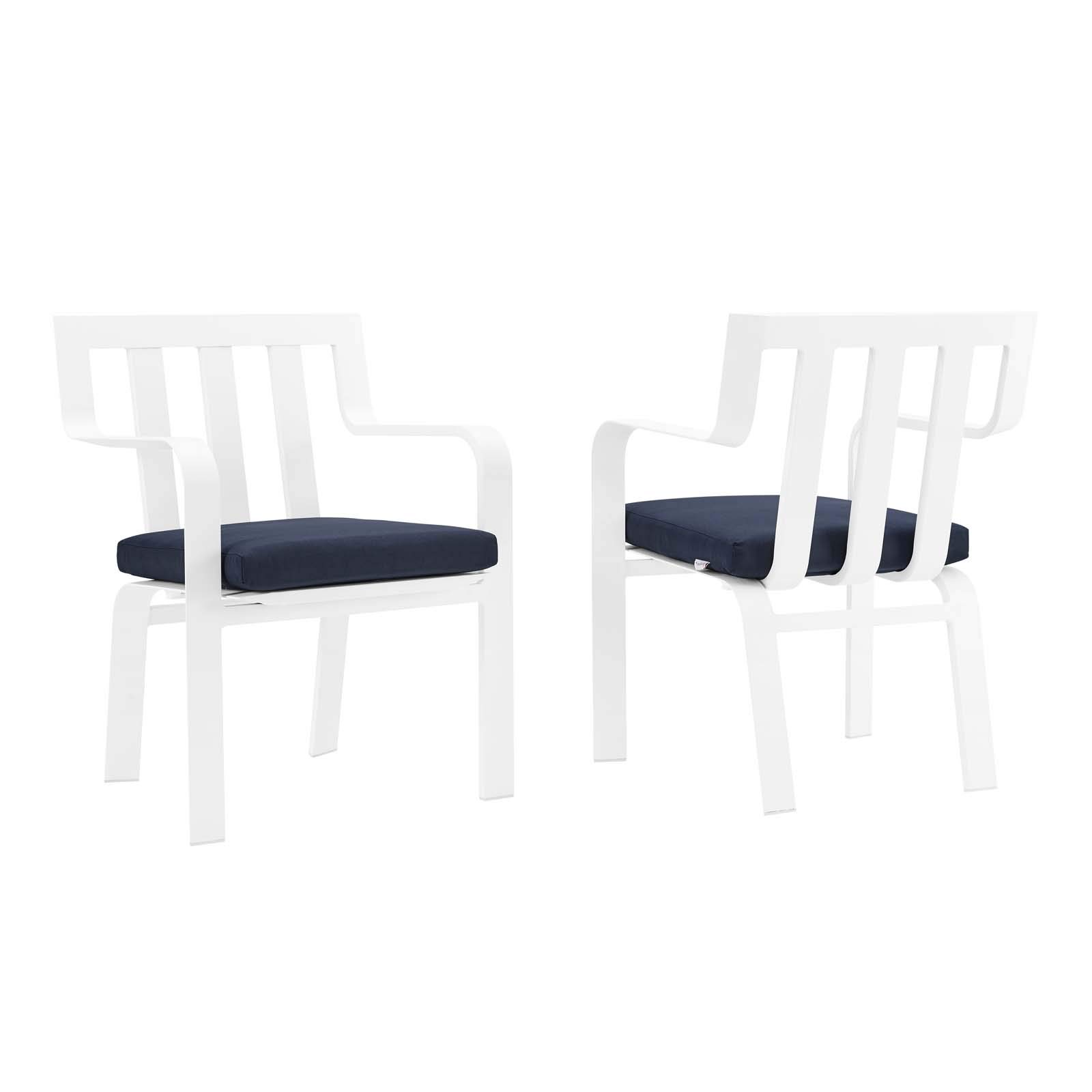 Modway EEI-3961-WHI-NAV Baxley Lounge & Deep Seating Dining Chairs Set of 2, White & Navy Blue Upholstered - Perfect for Living Room, Dining Room, or Outdoor Patio Furniture