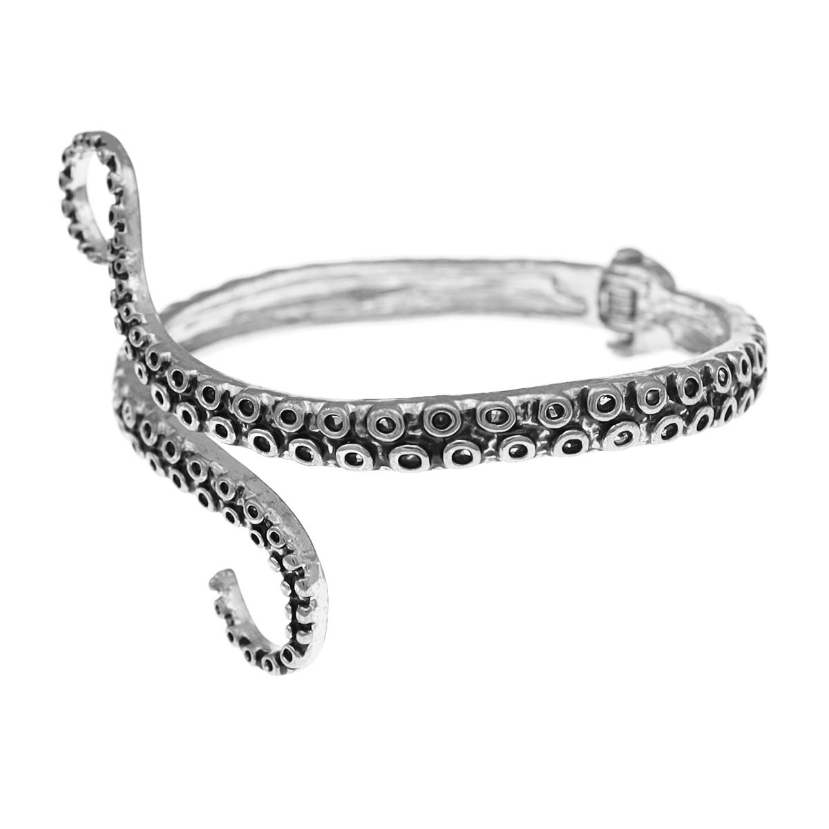 RechicGu Octopus Tentacle Bracelet - Gothic Hinged Arm Cuff Bangle with Scary Sea Creature Design for Halloween Cosplay & Horror Themed Parties