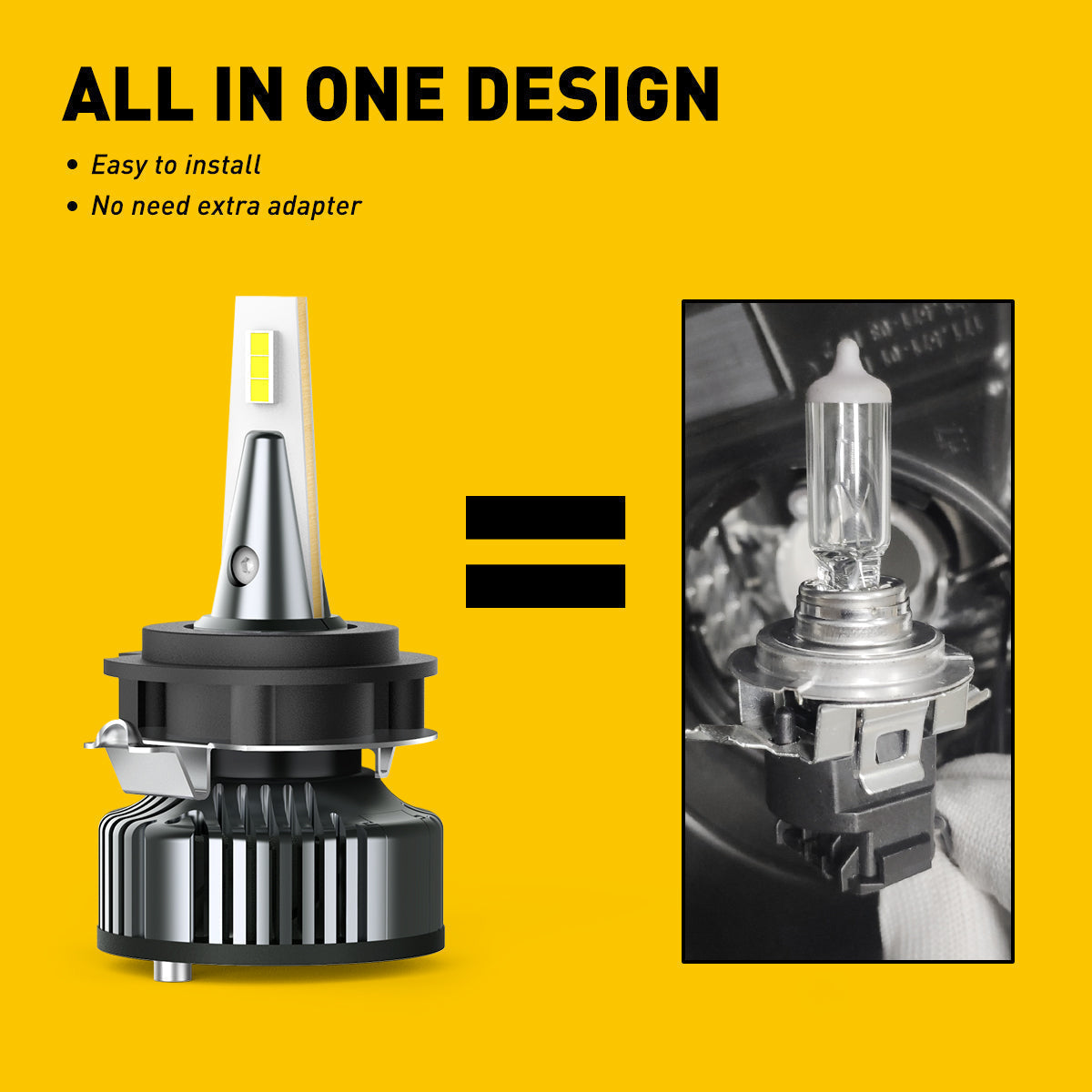H7 LED Bulb 16000LM 6500K White Light with Retainer Adapter - Compatible with VW, BMW, Mercedes Benz - Perfect for Headlight Replacement & Night Driving