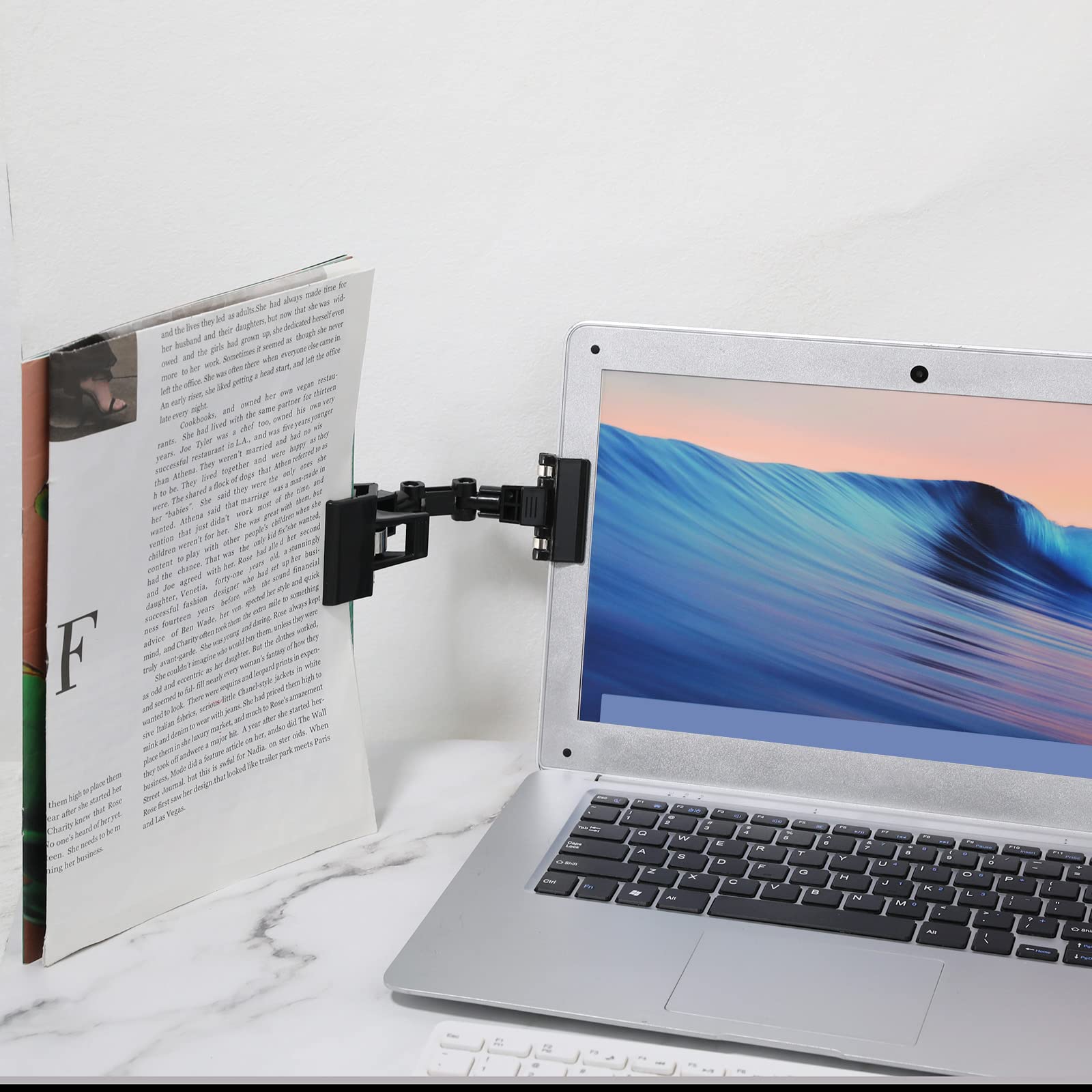 2 Pack Adjustable Document Holder for Typing - Foldable Rotatable Paper Copy Clip, Flexible Artist Supplies Holder for Computer Monitor & Canvas - Perfect for Office, Home & Studio Workspaces