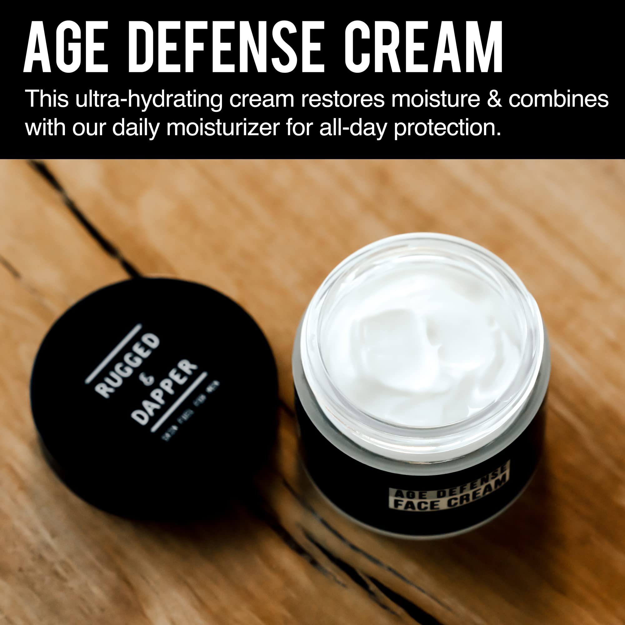 RUGGED & DAPPER Anti-Aging Face Cream for Men - Wrinkle Reducing & Hydrating Moisturizer (2 oz) | Daily Skincare Routine & Grooming Essential for Mature Skin