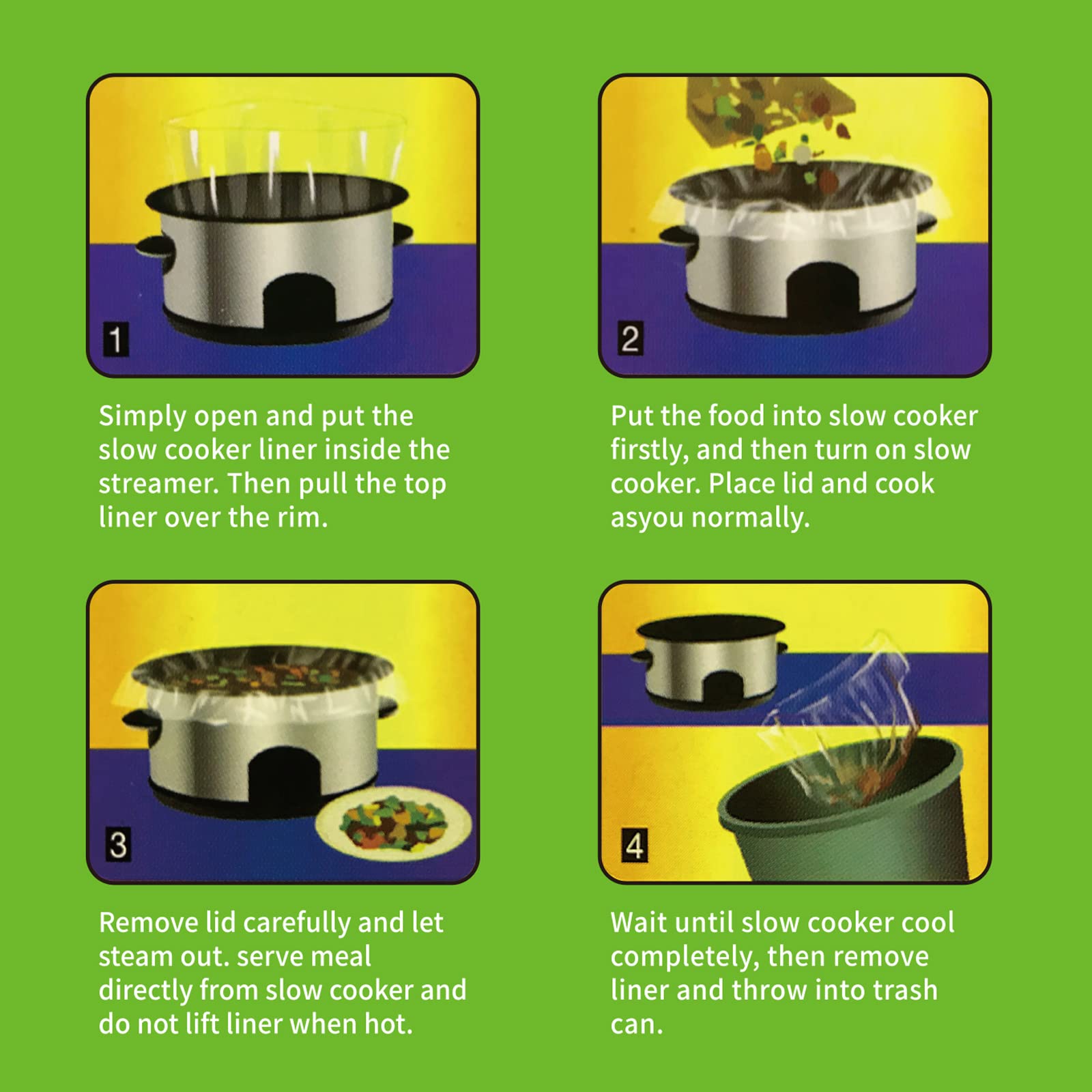 20 Count Extra Large Disposable Slow Cooker Liners & Cooking Bags - Fits 6-10QT Oval & Round Pots (14