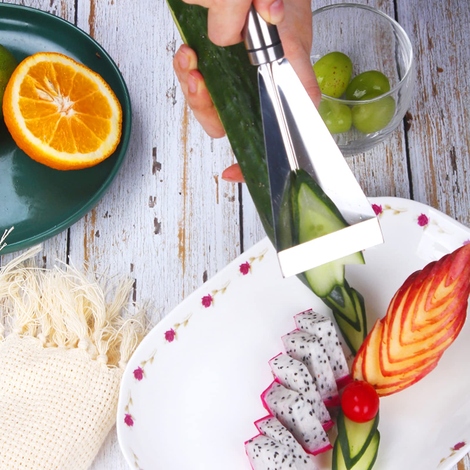 Premium 3-Piece Stainless Steel Fruit & Vegetable Carving Knife Set - Professional Melon Baller & DIY Kitchen Tools for Home Chefs | Perfect for Fruit Sculpting, Garnishing & Culinary Arts