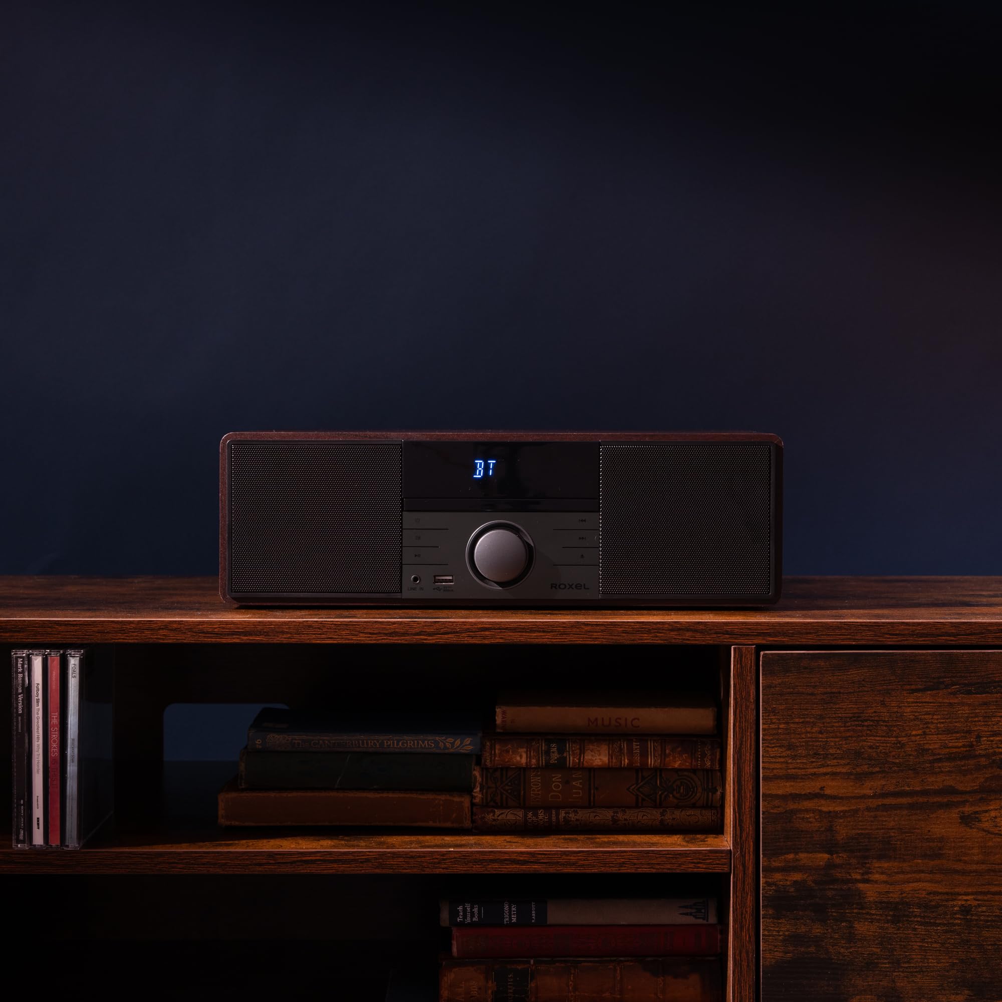 ROXEL RCD 400 All-in-One Compact CD Player Hi-Fi System with DAB/DAB+ Radio, CD/MP3/USB Playback, Wireless Streaming, FM/Digital Radio, White LED Display & Stylish Wooden Design - Perfect for Home Entertainment, Office Music & Vintage Audio Lovers