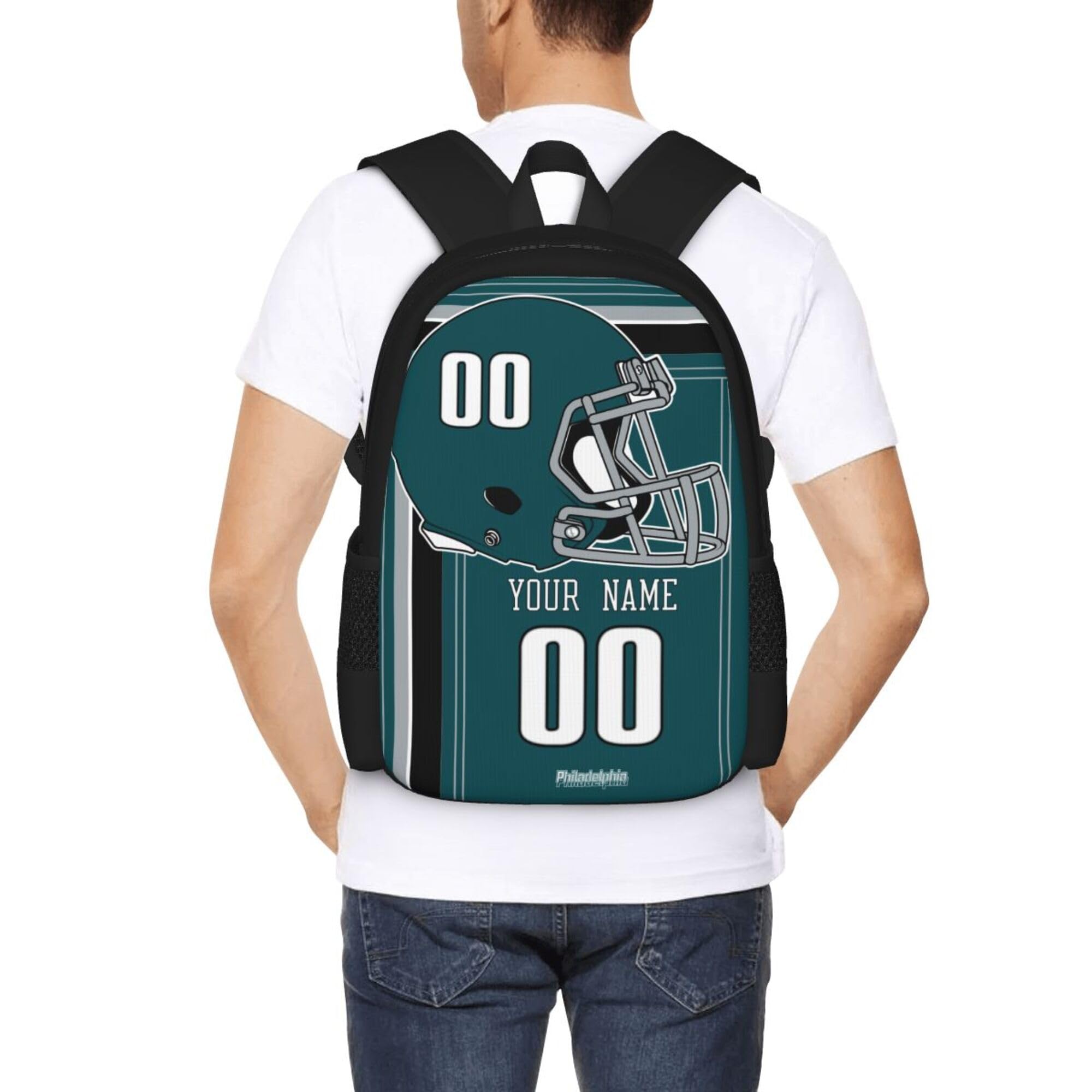 Custom Philadelphia Eagles Backpack - Personalized with Name & Number - High Capacity Durable Fan Gift for Kids, Men & Women - Perfect for School, Travel & Game Day