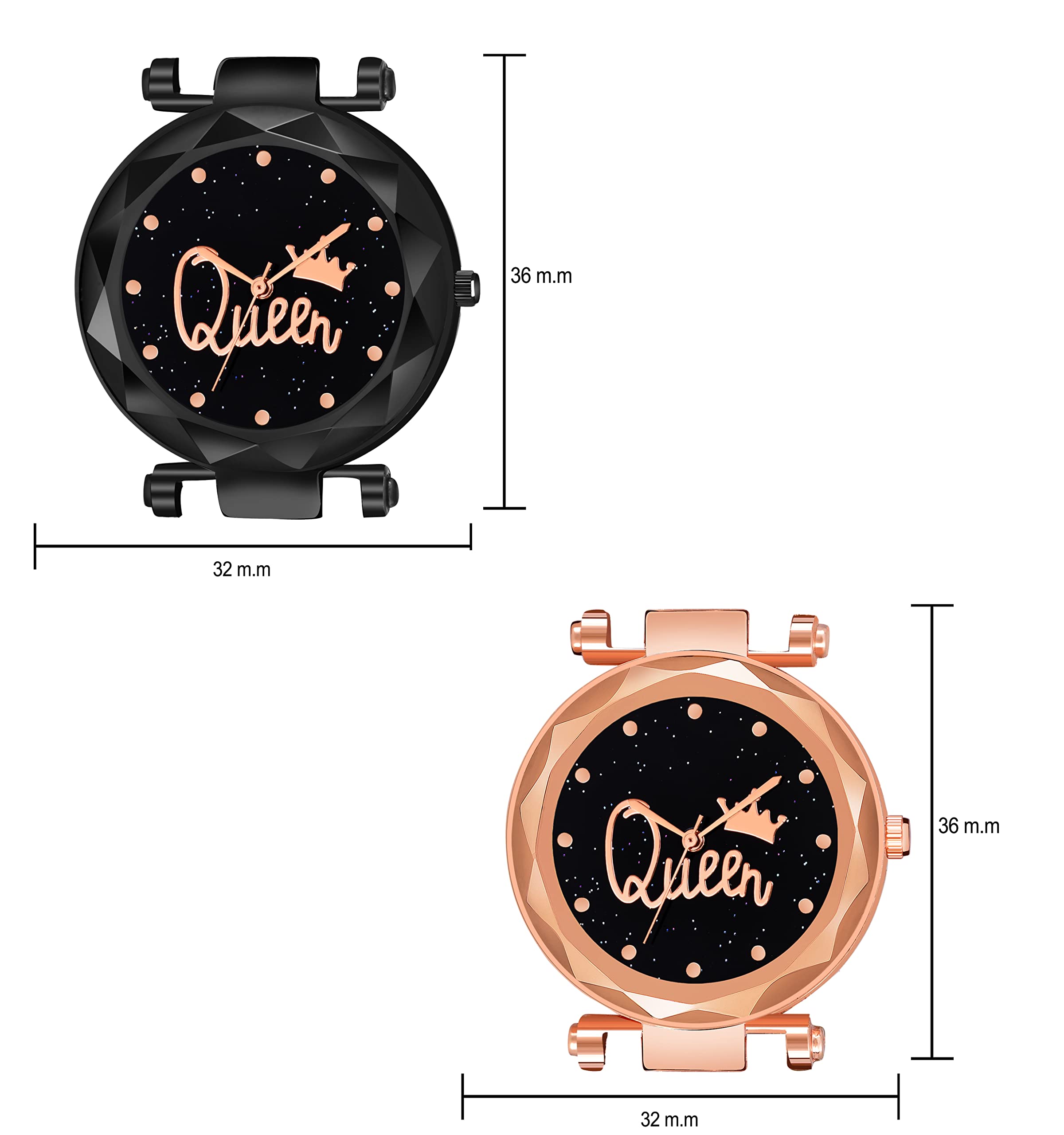 KIARVI Analog Watches for Women - 2 Pack PU Strap Combo - Casual & Office Wear