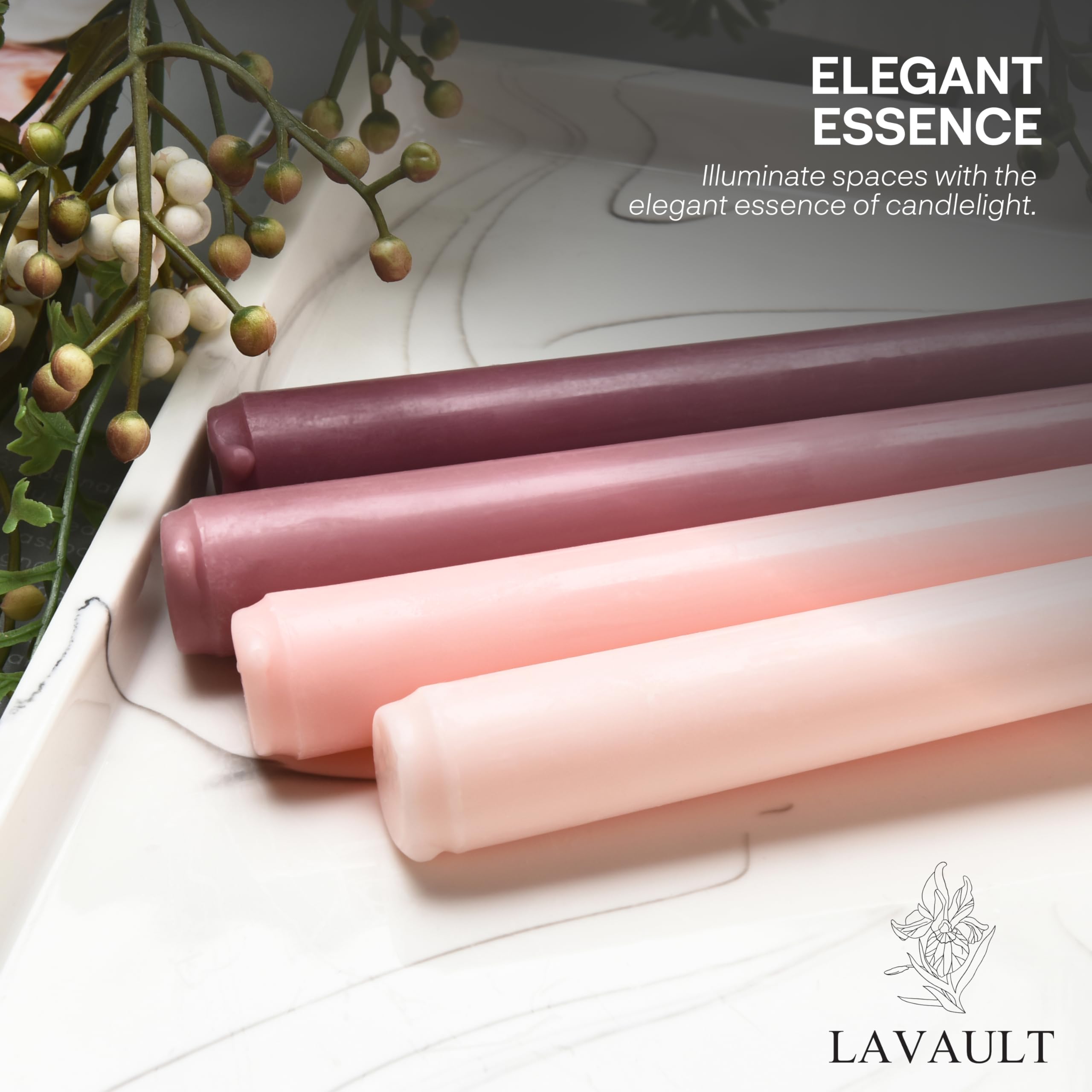 Gradient Taper Candles Set of 4 - Soy Wax Candlesticks for Romantic Dinner & Home Decor
