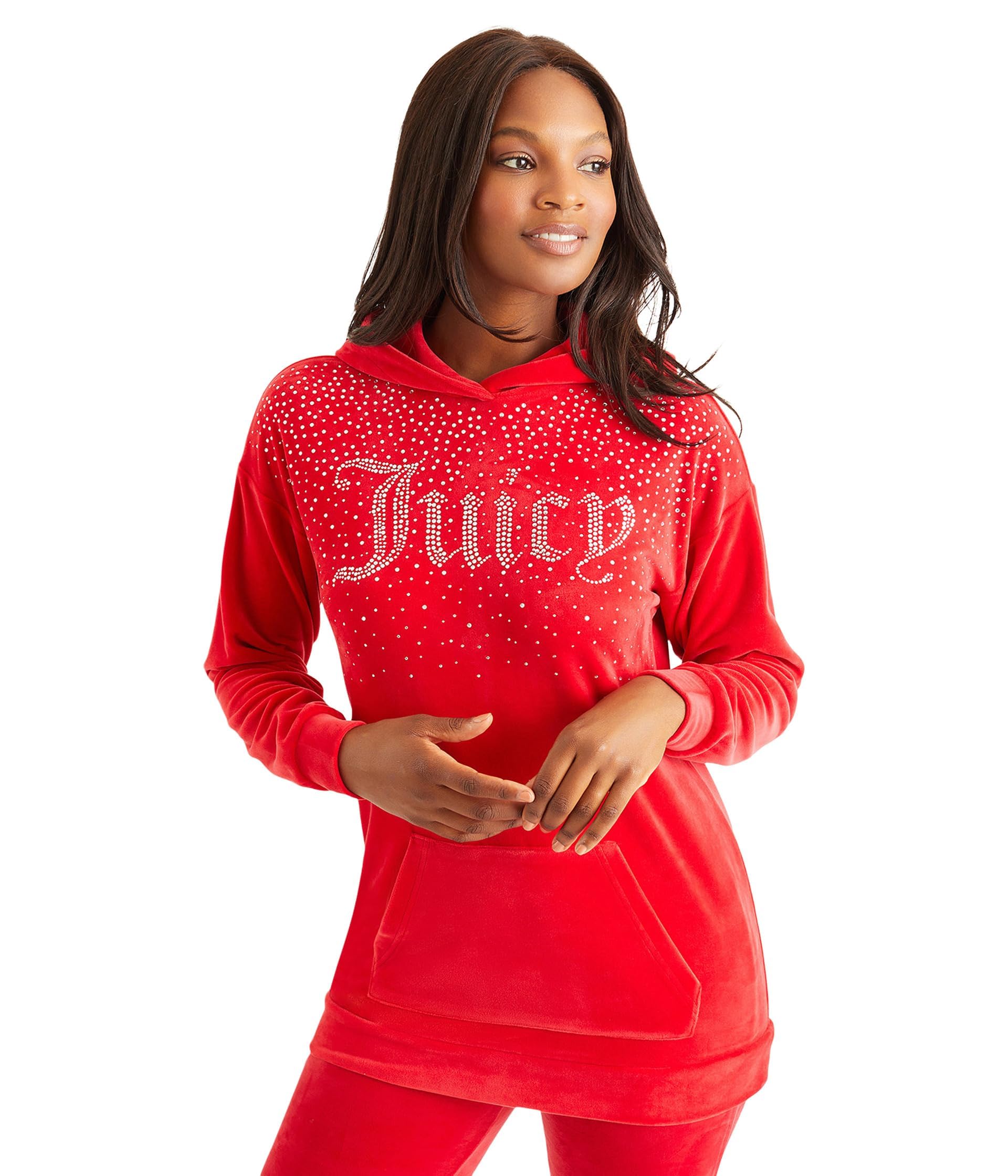 Juicy Couture Ombre Long Drop Shoulder Hoodie with Bling - Stylish Women's Casual Sweatshirt for Everyday Wear, Gym & Street Fashion