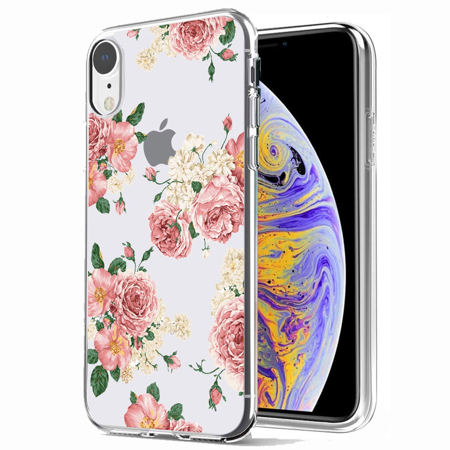 **iPhone XR Case with Floral Design - Slim, Shockproof, Clear TPU Soft Flexible Cover for iPhone XR 6.1