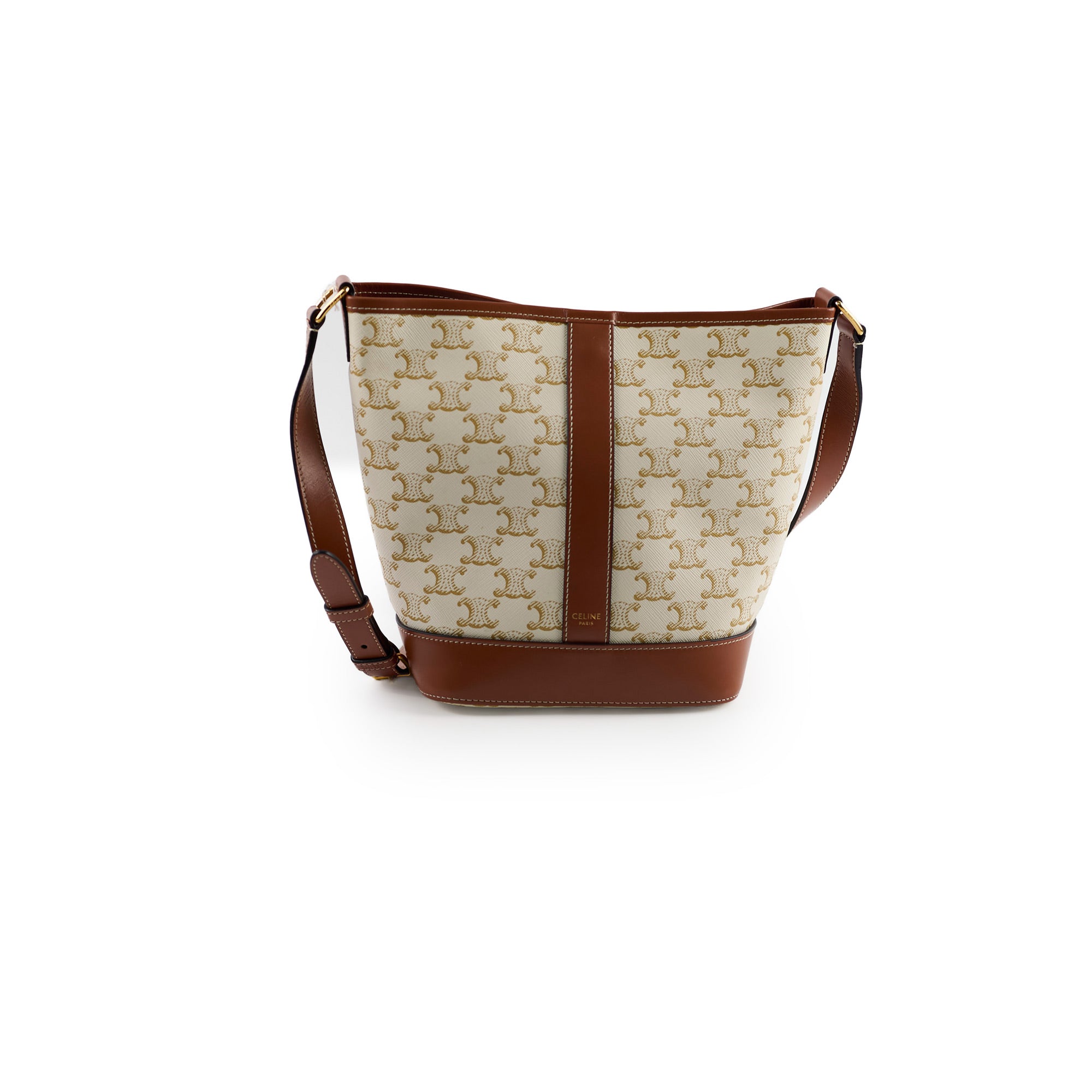Celine Triomphe Canvas Bucket Bag for Women - White Luxury Shoulder Handbag - Perfect for Travel, Shopping & Everyday Use