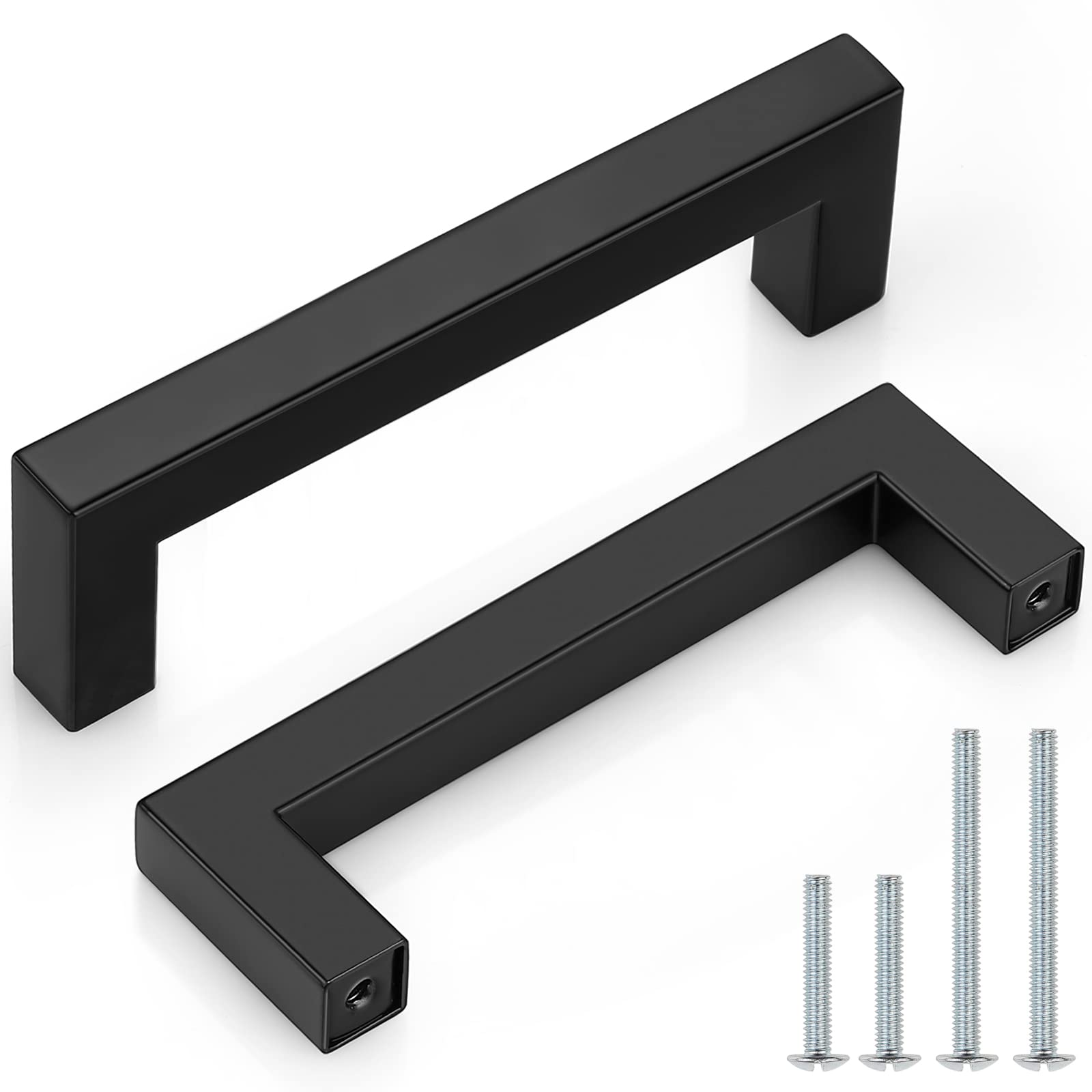 Probrico 50 Pack 4 Inch Square Cabinet Handles - Flat Black Kitchen & Drawer Pulls - Durable Cabinet Hardware for Closet, Wardrobe, Bedroom & Bathroom - Perfect for Modern Home & Office Furniture Upgrade