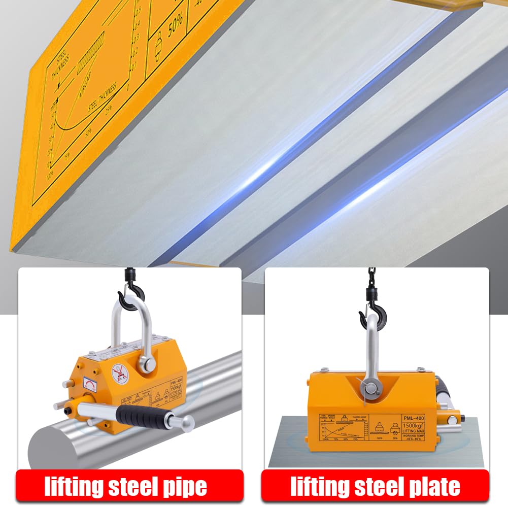 600kg (1320 Lbs) Heavy Duty Permanent Magnetic Lifter - Industrial Lifting Magnet for Steel Plates, Boards & Metal Sheets - Perfect for Hoist Shop, Crane Operations & Warehouse Lifting Scenarios
